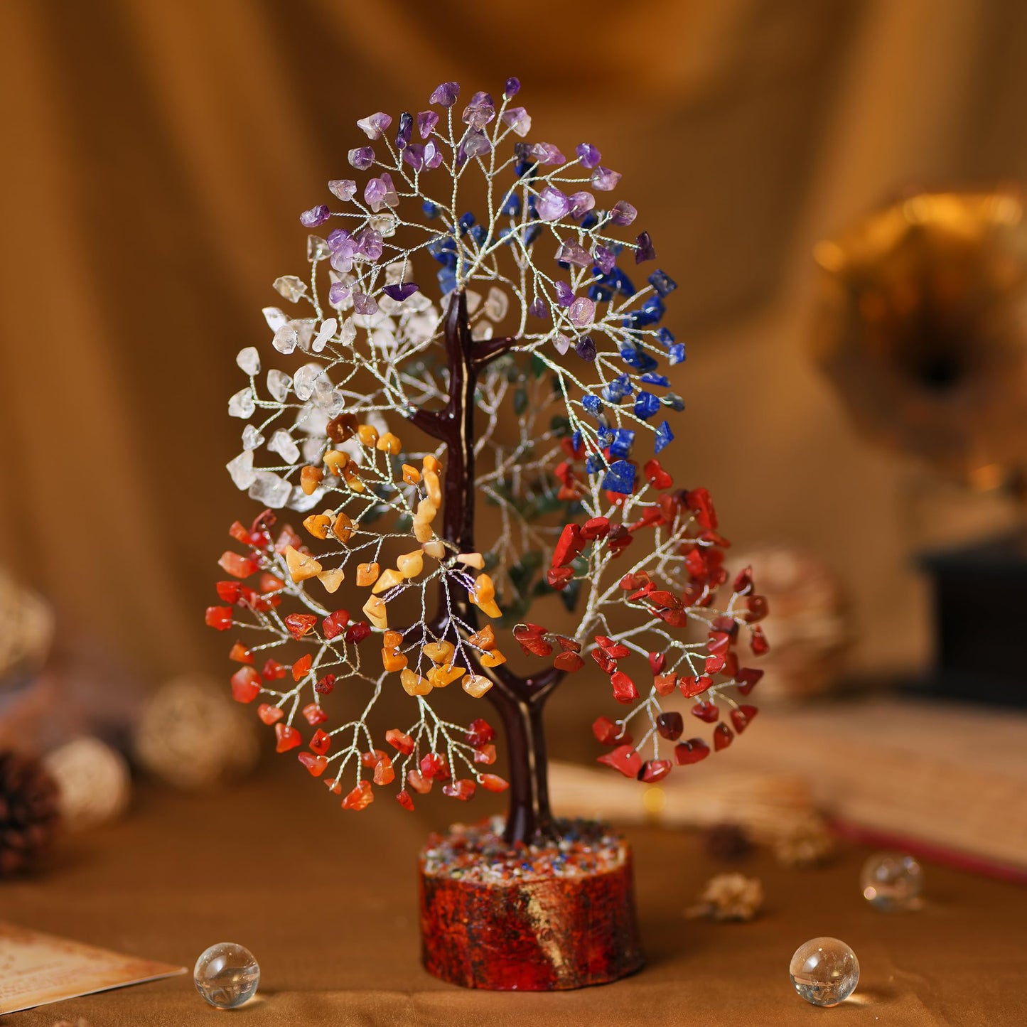 7 Chakra Tree, Crystals and Healing Stones, Chakra Tree of Life Crystal Tree for Positive Energy, Birthday Gifts for Women, Home Office Decor, House Warming Gifts New Home, Spiritual Gifts