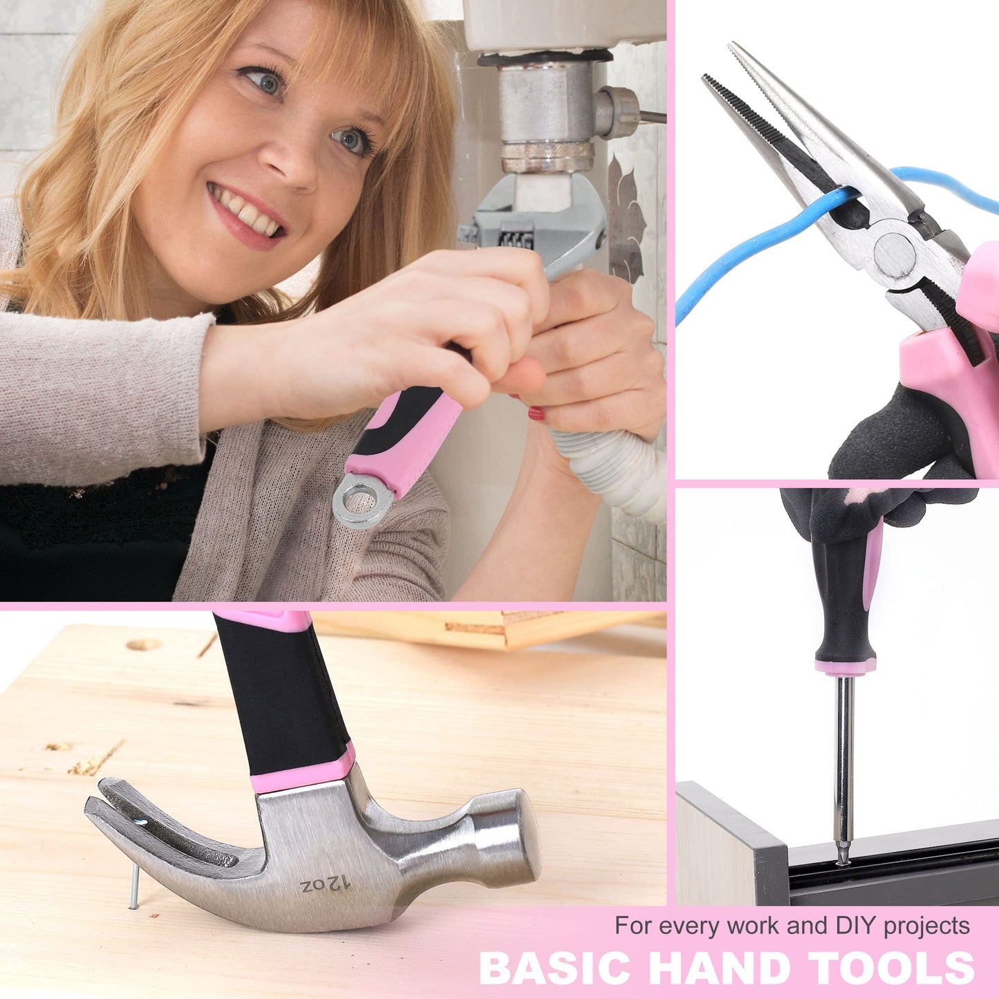 FASTPRO 220-Piece Home Tool Set, Household Repairing Tool Kit, with 12-Inch Wide Mouth Open Storage Tool Bag, Green