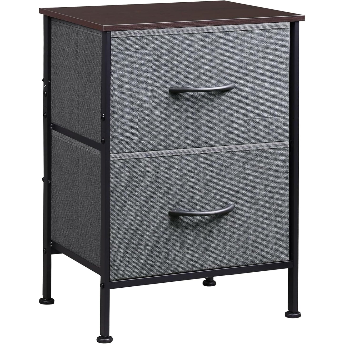 WLIVE Nightstand, 2 Drawer Dresser for Bedroom, Small Dresser with 2 Drawers, Bedside Furniture, Night Stand, End Table with Fabric Bins for Bedroom, Closet, Entryway, College Dorm, Dark Grey