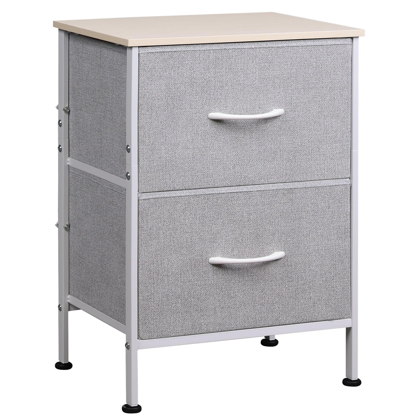 WLIVE Nightstand, 2 Drawer Dresser for Bedroom, Small Dresser with 2 Drawers, Bedside Furniture, Night Stand, End Table with Fabric Bins for Bedroom, Closet, Entryway, College Dorm, Dark Grey