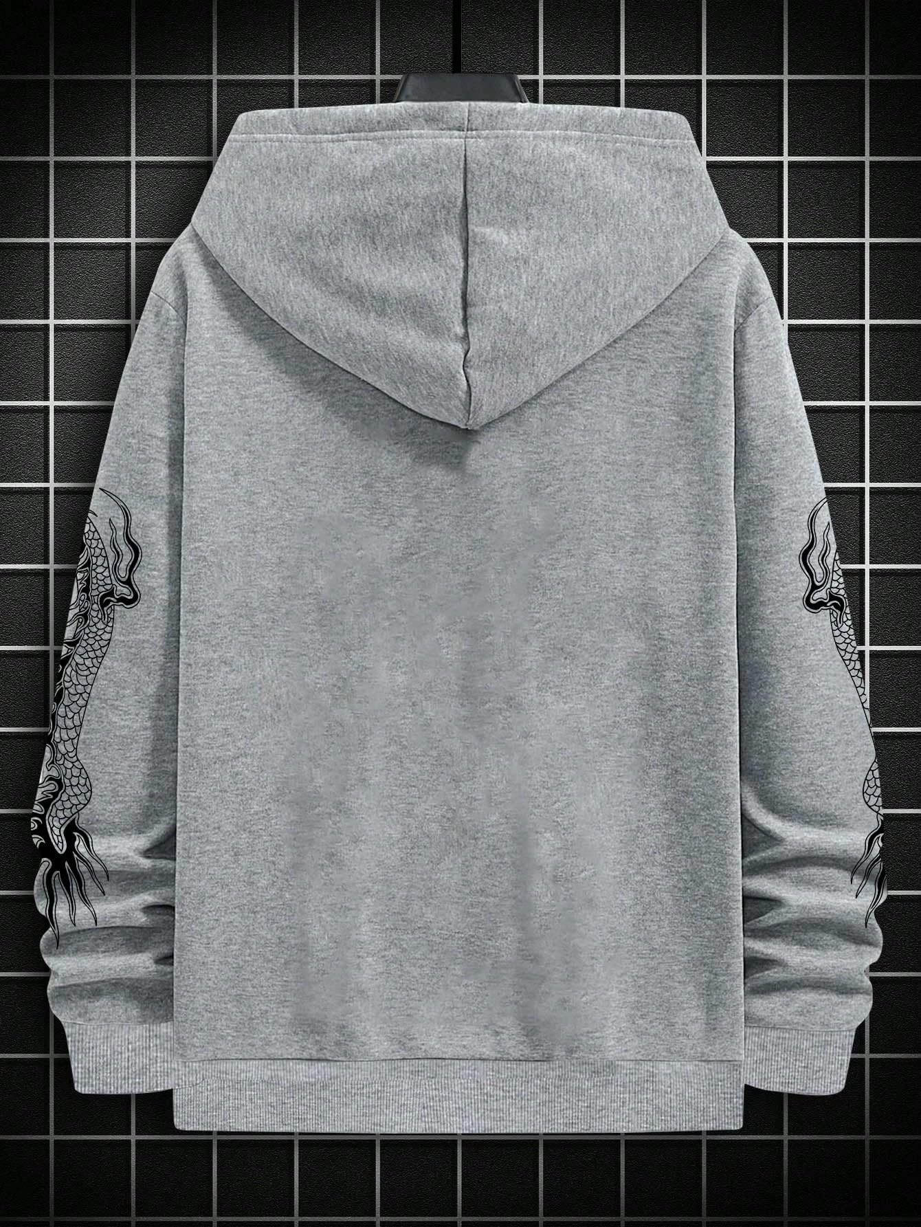 Floerns Men's Graphic Print Long Sleeve Drawstring Hoodie Pullover Sweatshirt