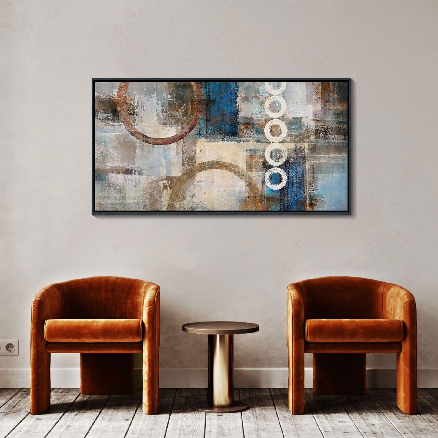 yiijeah Wall Art for Living Room - Framed Picture Artwork for Walls - Blue Wall Art 24x48 Inches Contemporary Abstract Wall Art Prints Canvas Painting Large Size Wall Art for Bedroom Office