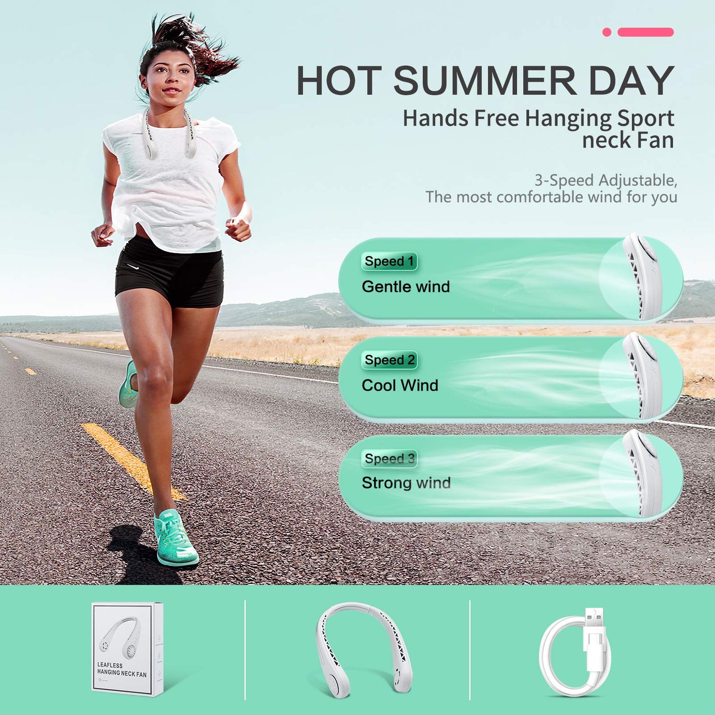 DGLK The Portable Neck Fan From Popular Earphone Design,The Leafless Neck Fan Perfect For Personal Fan，with Features，Mini Fan, Ultra-Quiet, Battery Powered Fan, Suitable For Outdoor Sports