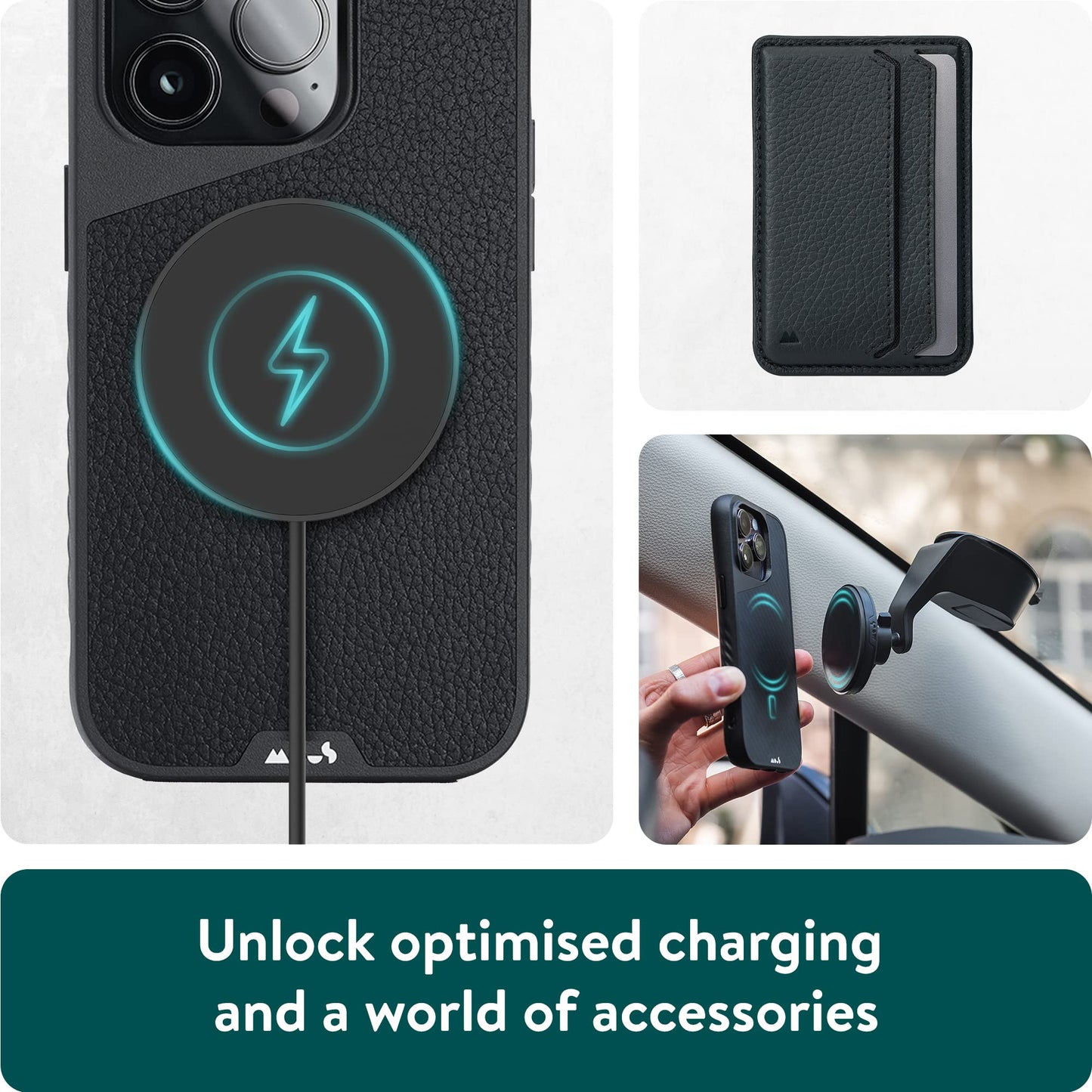 Mous - Case for iPhone 14 - Black Leather - Limitless 5.0 - Protective iPhone 14 Case MagSafe Compatible - Shockproof Phone Cover
