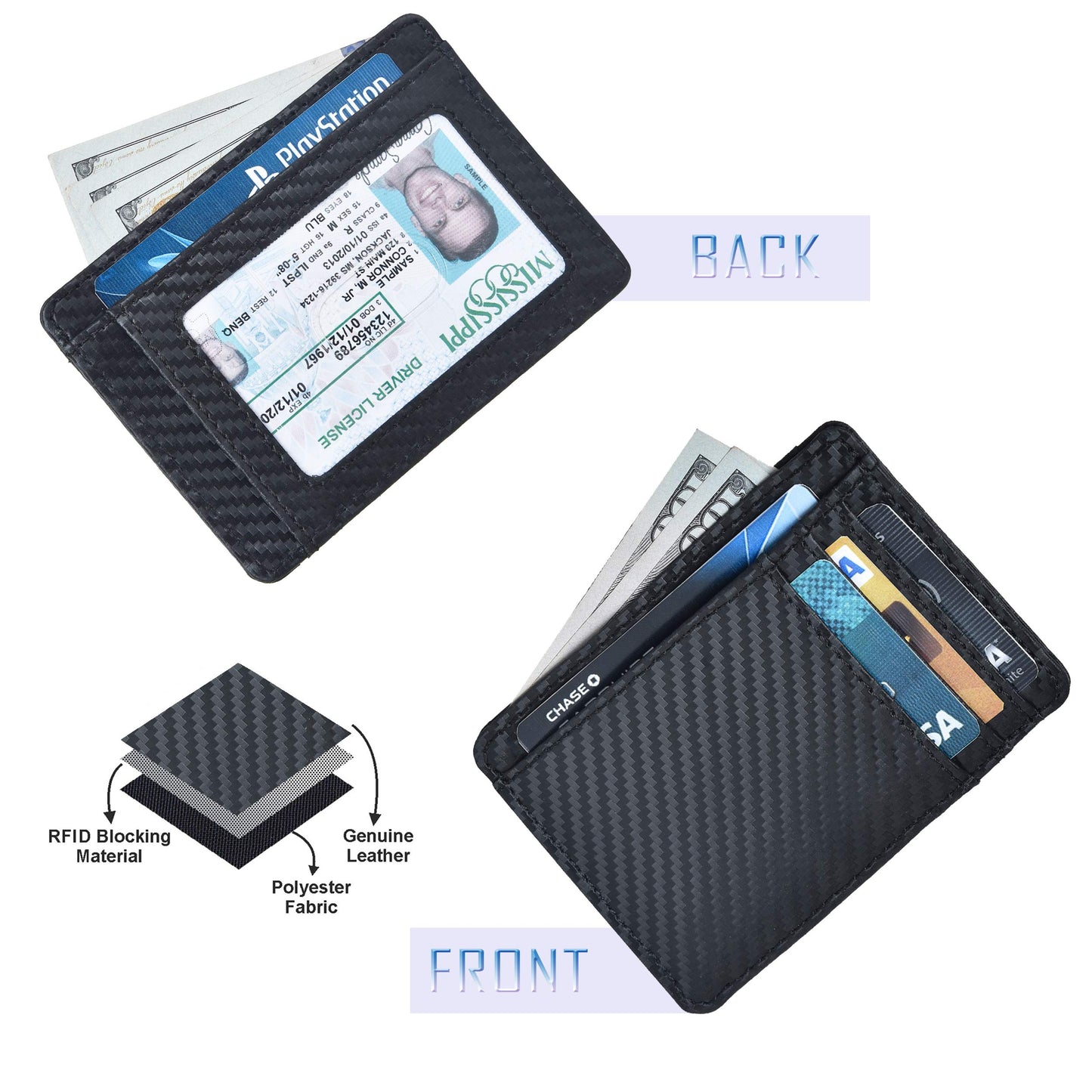 Leather Minimalist Wallet for Men & Women RFID Front Pocket Leather Card Holder Wallets