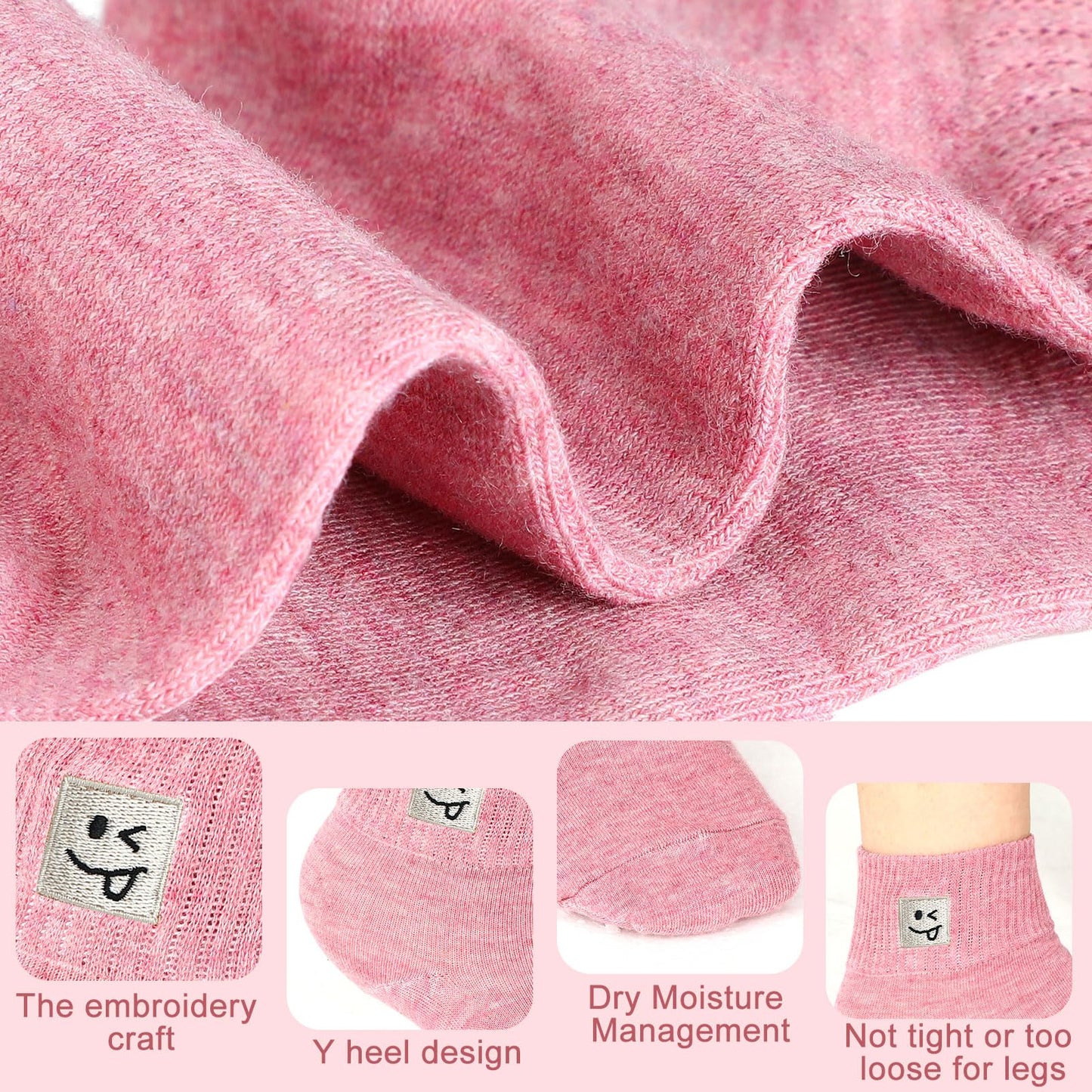 Eurzom 10 Pairs Socks Elastic Ankle Length Cotton Socks Aesthetic Socks Cute Socks Lightweight Low Cut Socks for Women Girl