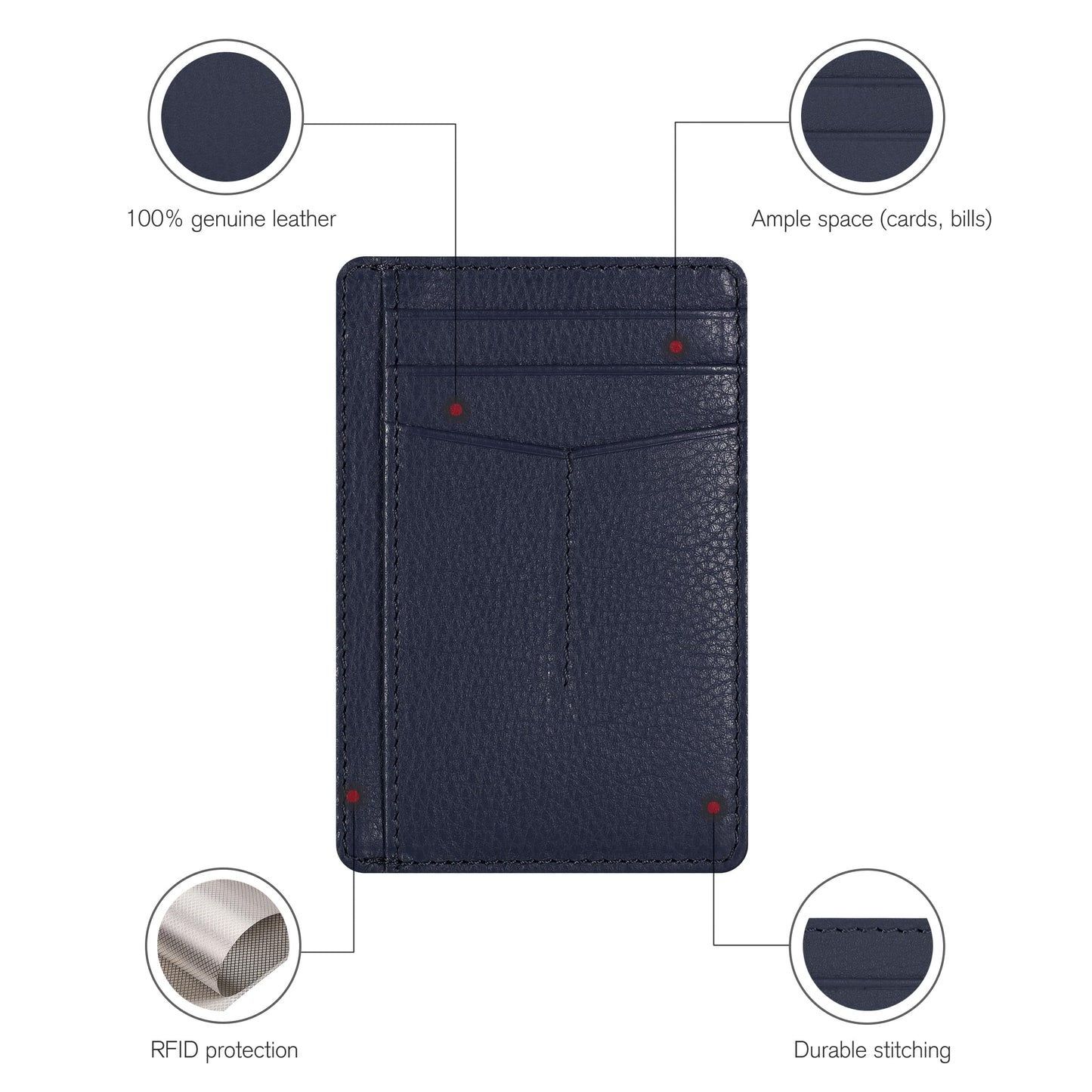 Leather Minimalist Wallet for Men & Women RFID Front Pocket Leather Card Holder Wallets