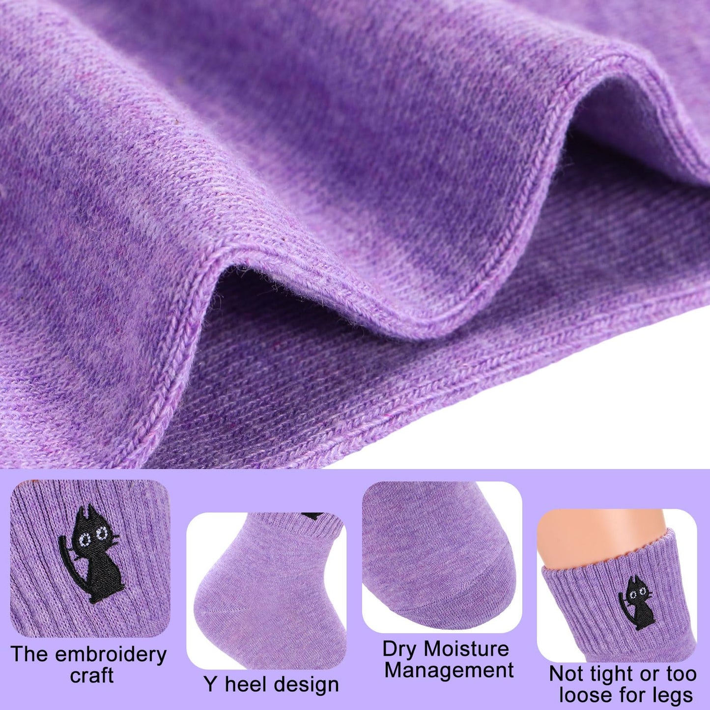 Eurzom 10 Pairs Socks Elastic Ankle Length Cotton Socks Aesthetic Socks Cute Socks Lightweight Low Cut Socks for Women Girl