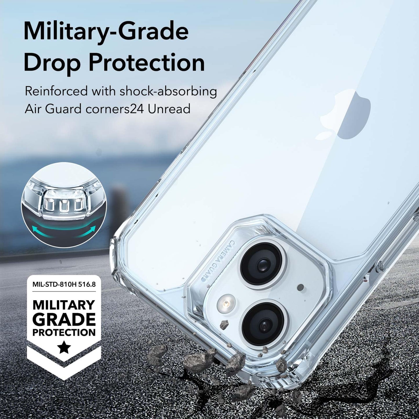 ESR Air Armor Case, Compatible with iPhone 13 Pro Max Case, Military-Grade Drop Protection, Shock-Absorbing Corners, Yellowing-Resistant Hard Back, Scratch Resistant, Clear