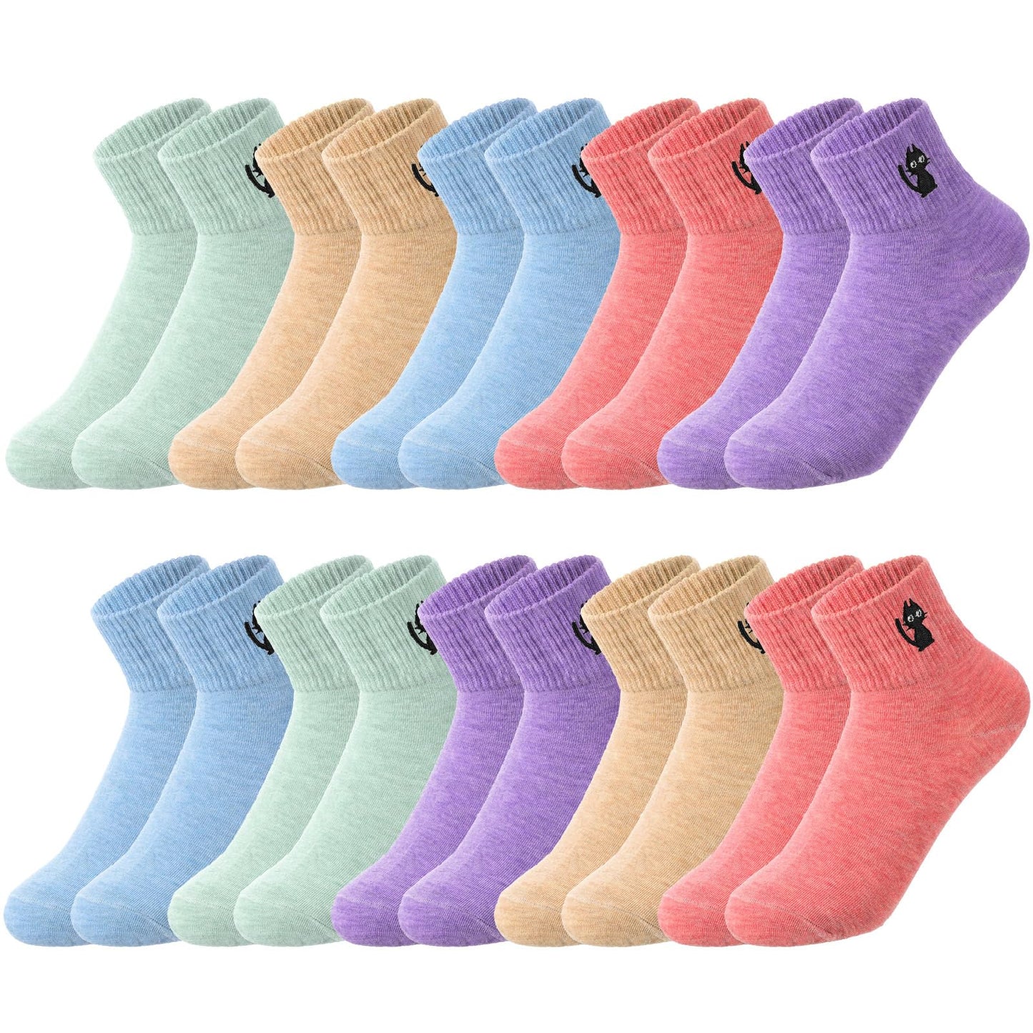 Eurzom 10 Pairs Socks Elastic Ankle Length Cotton Socks Aesthetic Socks Cute Socks Lightweight Low Cut Socks for Women Girl