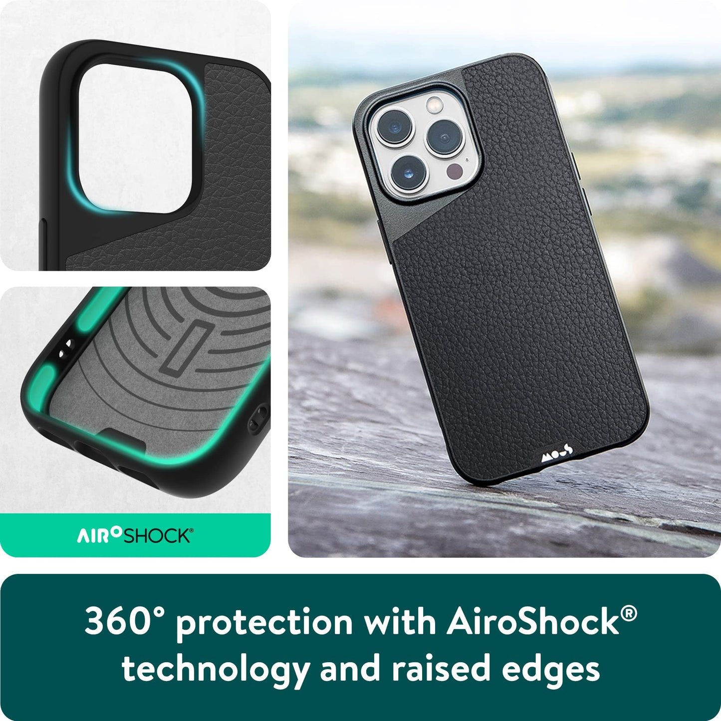 Mous - Case for iPhone 14 - Black Leather - Limitless 5.0 - Protective iPhone 14 Case MagSafe Compatible - Shockproof Phone Cover