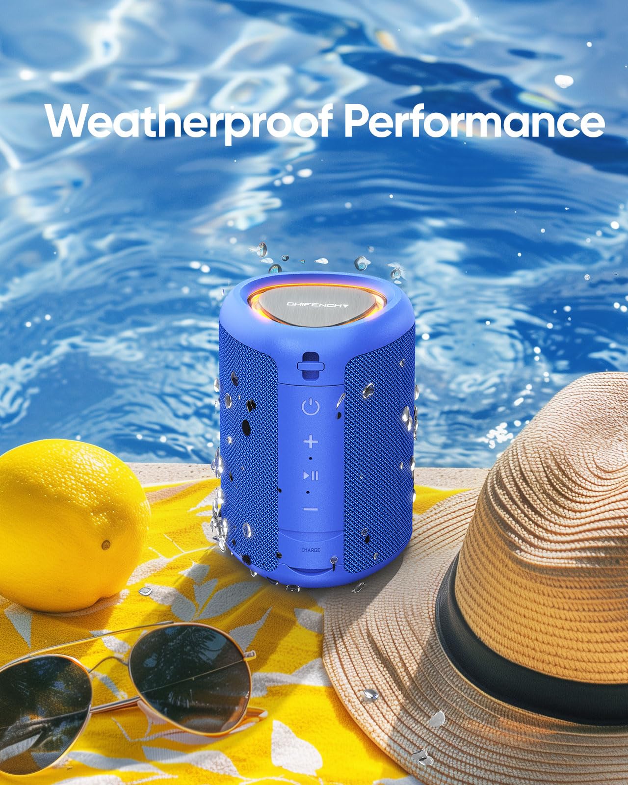 Portable Bluetooth Speaker with Lights, Powerful Crystal Clear Sound, IPX5 Waterproof, All Day Playtime, AUX&TF-Card Input, Bluetooth 5.3, TWS Paring, Small Wireless Speaker for Outdoor, Gift Ideas