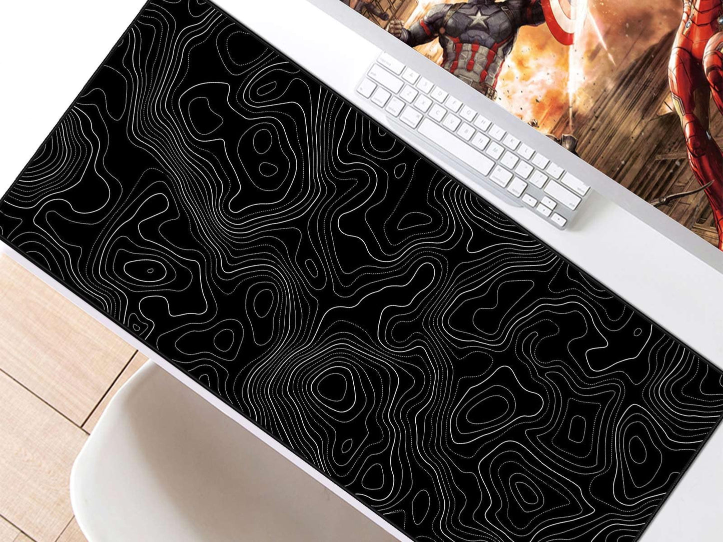 JIALONG Mouse Pad Large Gaming Desk Mat Extended Mousepad with Personalized Design Keyboard Pad for Laptop, Computer and PC - 35.4 x 15.7 inches Black World Map