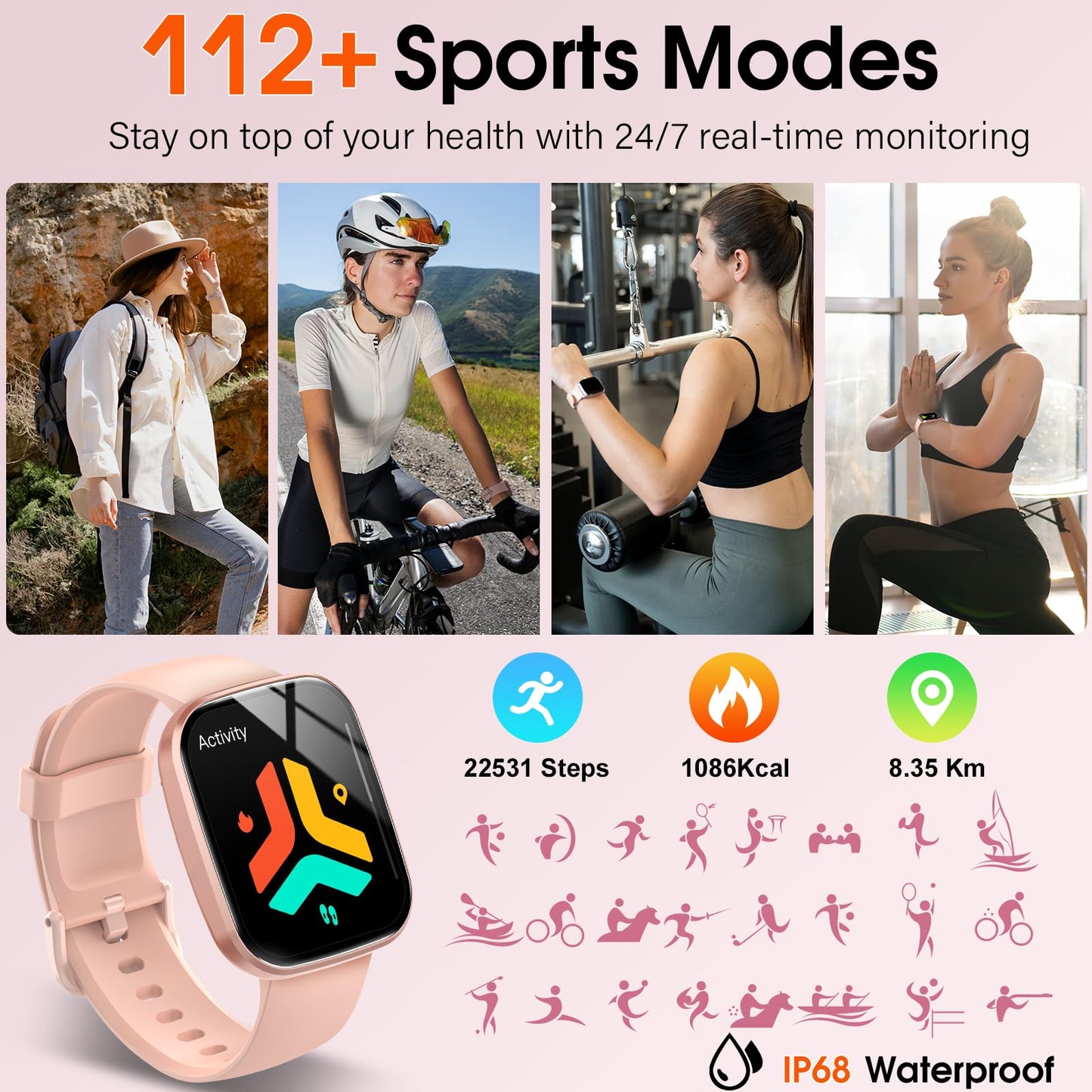 Smart Watch, 1.91" HD Screen Smartwatch for Men Women(Answer/Make Call), Fitness Watch with Heart Rate/Sleep Monitor/Steps Monitor, 110+ Sports Modes, IP68 Waterproof Activity Trackers for Android iOS