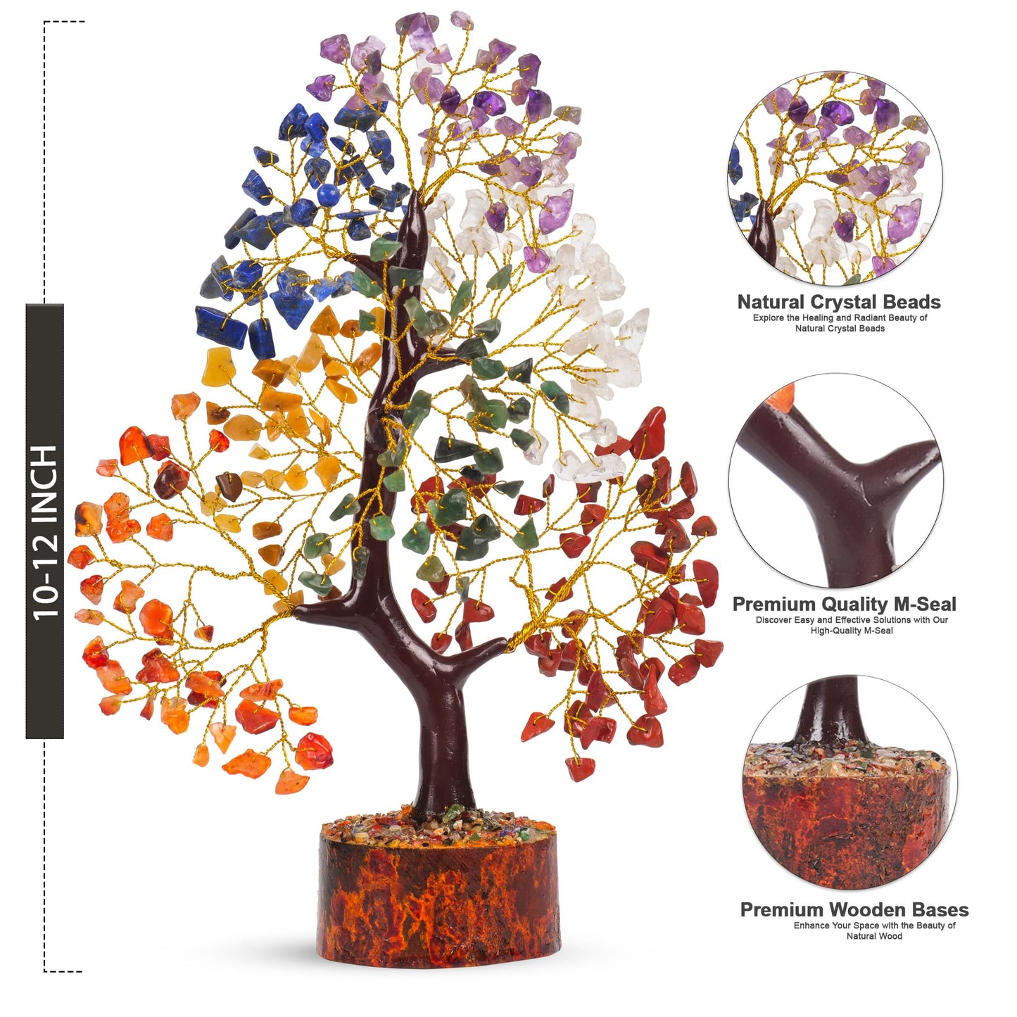 7 Chakra Tree, Crystals and Healing Stones, Chakra Tree of Life Crystal Tree for Positive Energy, Birthday Gifts for Women, Home Office Decor, House Warming Gifts New Home, Spiritual Gifts