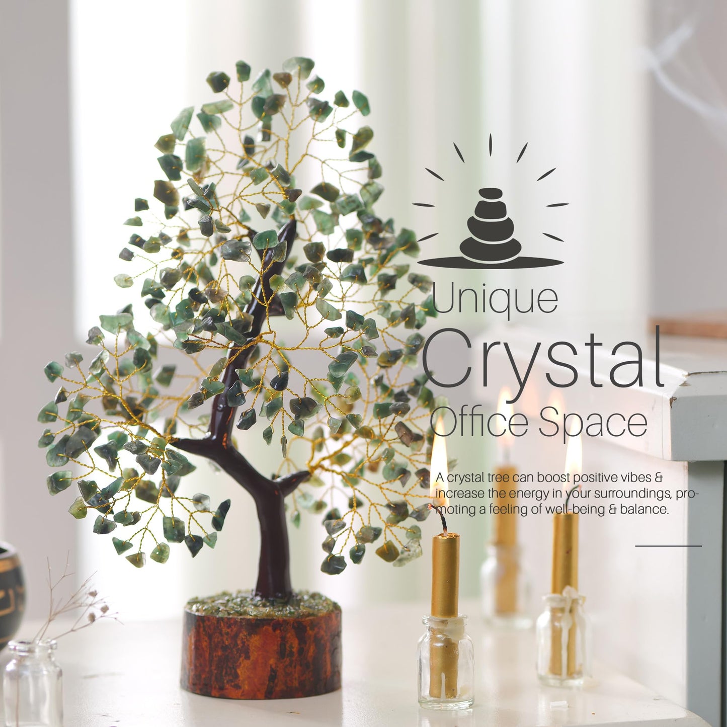 7 Chakra Tree, Crystals and Healing Stones, Chakra Tree of Life Crystal Tree for Positive Energy, Birthday Gifts for Women, Home Office Decor, House Warming Gifts New Home, Spiritual Gifts