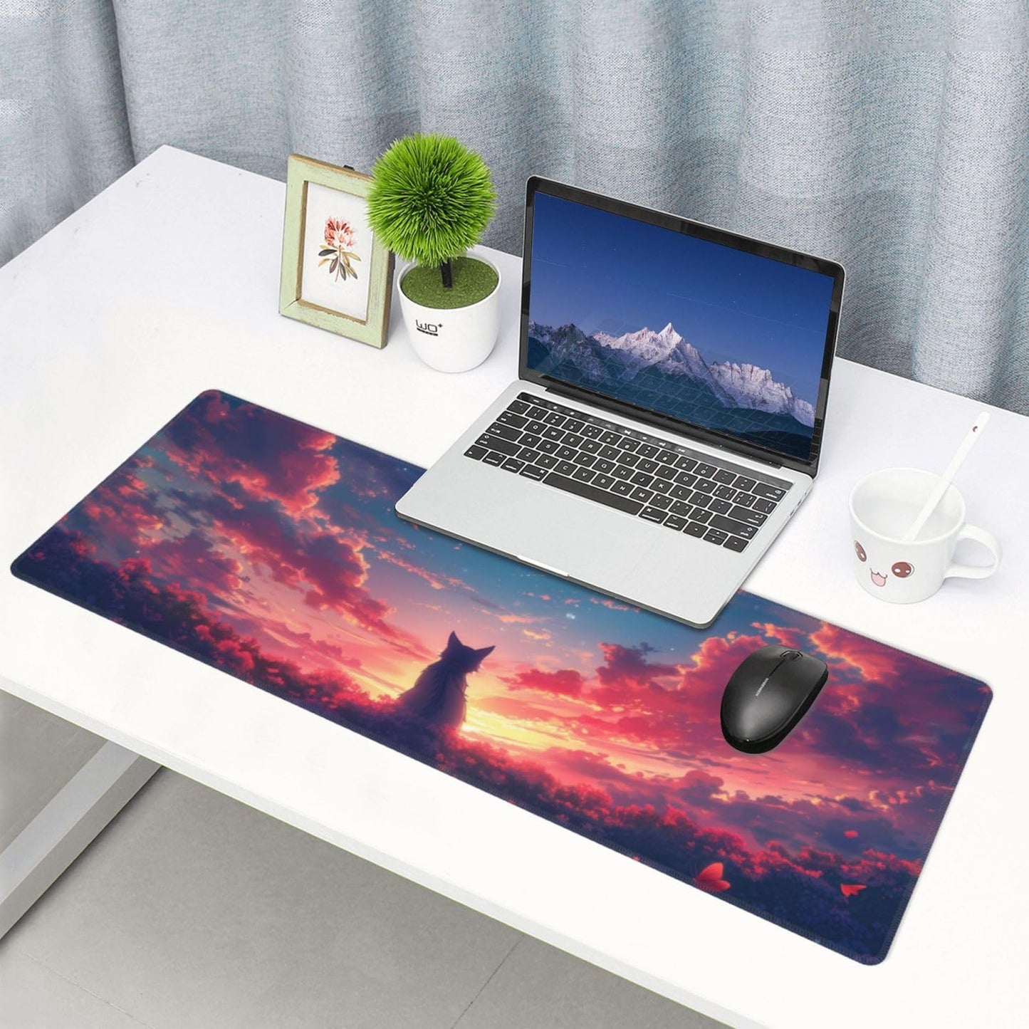 Japanese Mouse Pad, Large Japanese Desk Mat, XL Anime Gaming Keyboard Mat, Non-Slip Rubber Base, Big Extended Desk Protector for Home Office, 31.5”x11.8”