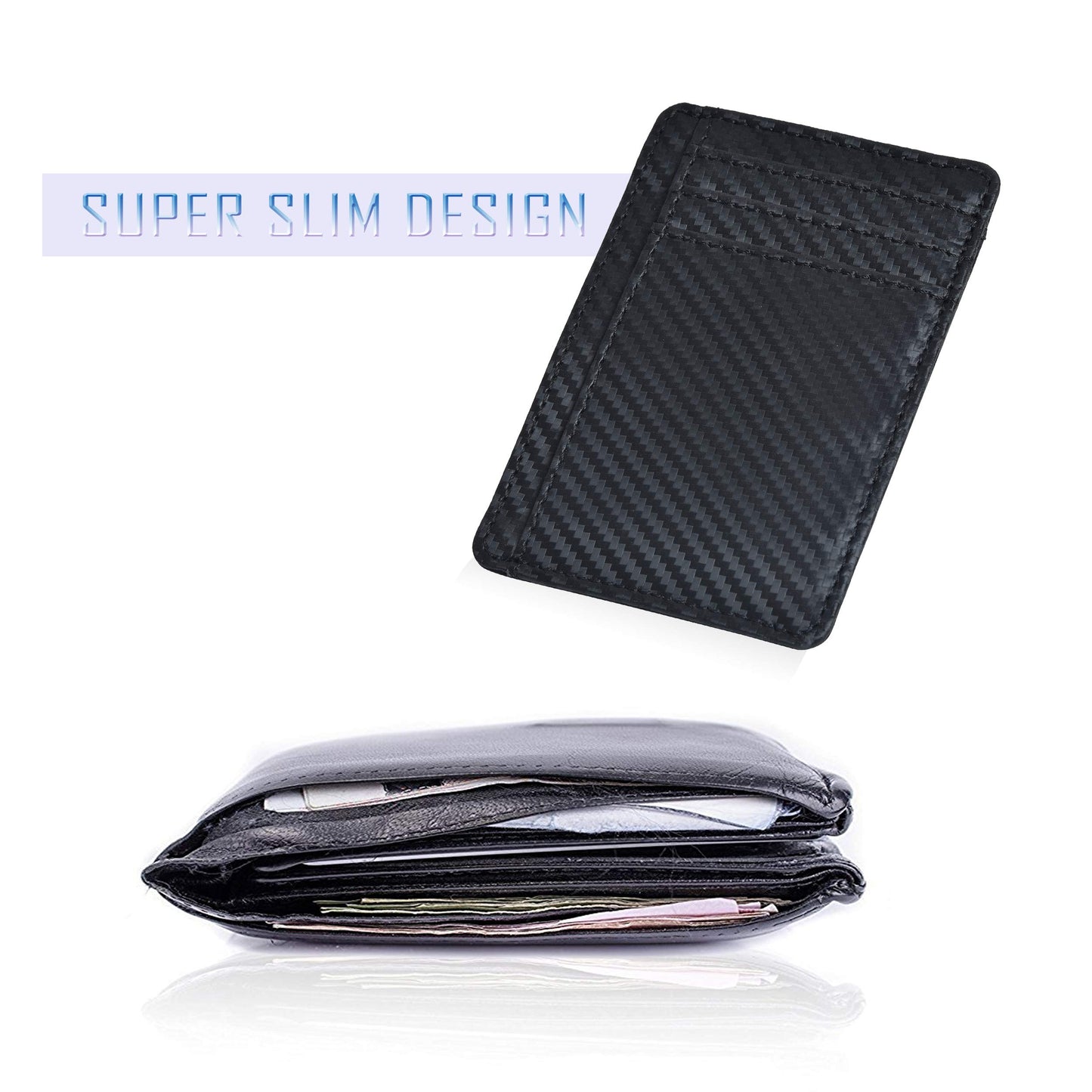 Leather Minimalist Wallet for Men & Women RFID Front Pocket Leather Card Holder Wallets