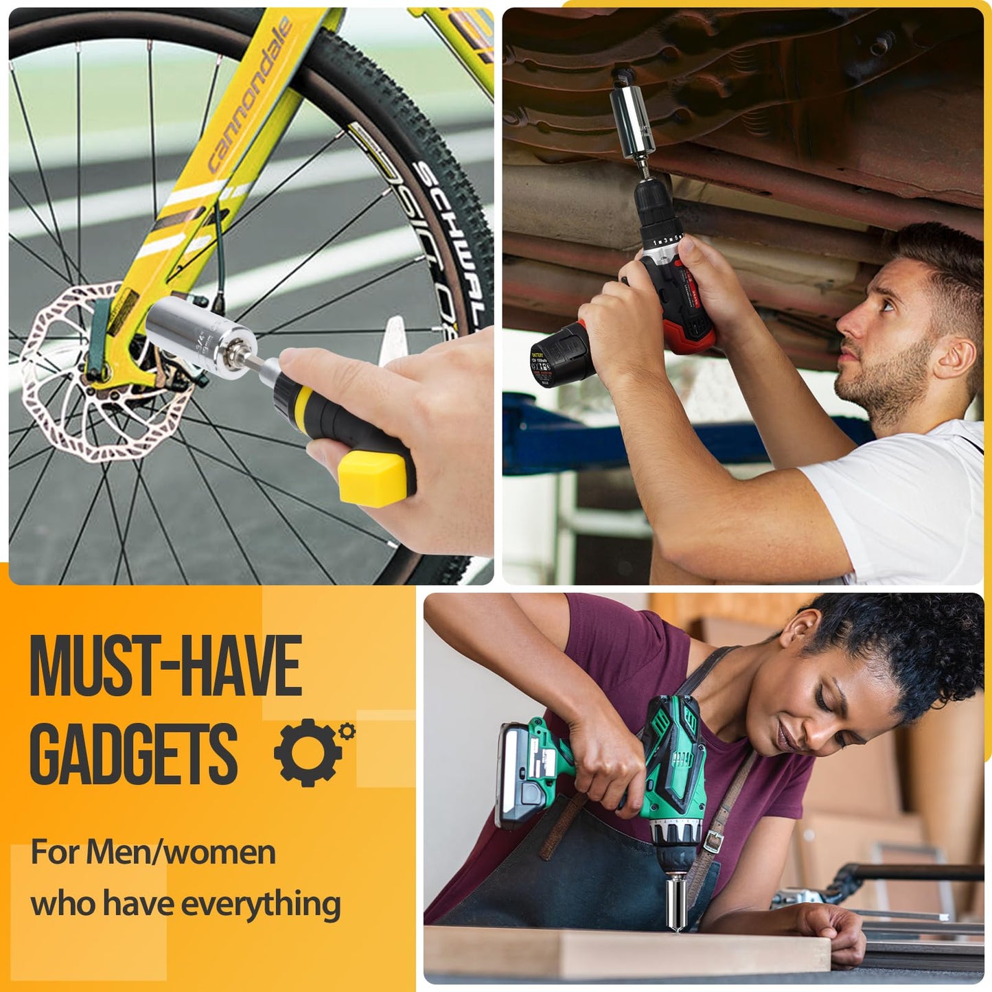 Stocking Stuffers for Men Adults Tools, Super Universal Socket Gifts for Men Grip Socket Set with Power Drill Adapter, Cool Gadgets Christmas Gift for Dad Men Husband Boyfriend Him Who Have Everything