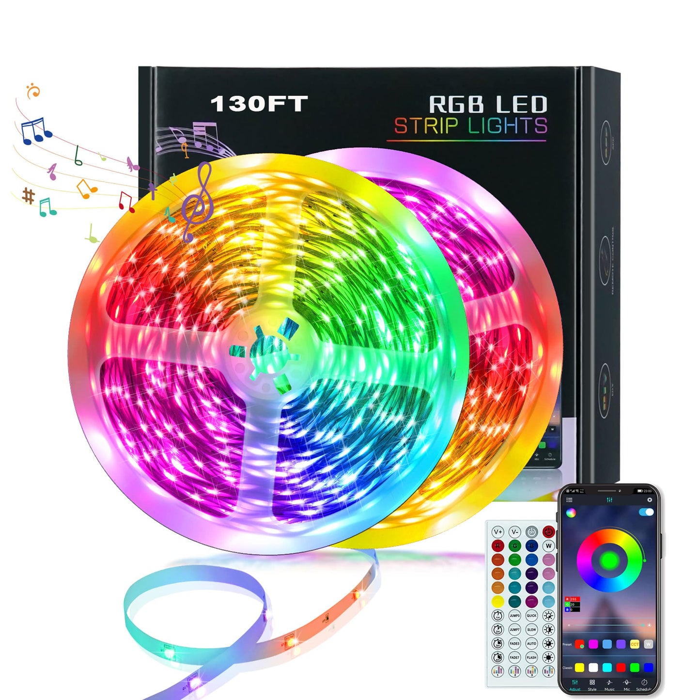 KEELIXIN 65.6ft LED Lights for Bedroom, Music Sync RGB LED Strip Lights with APP & Remote Control, Luces LED para Cuarto, Bluetooth LED Lights for Room, Home Decoration