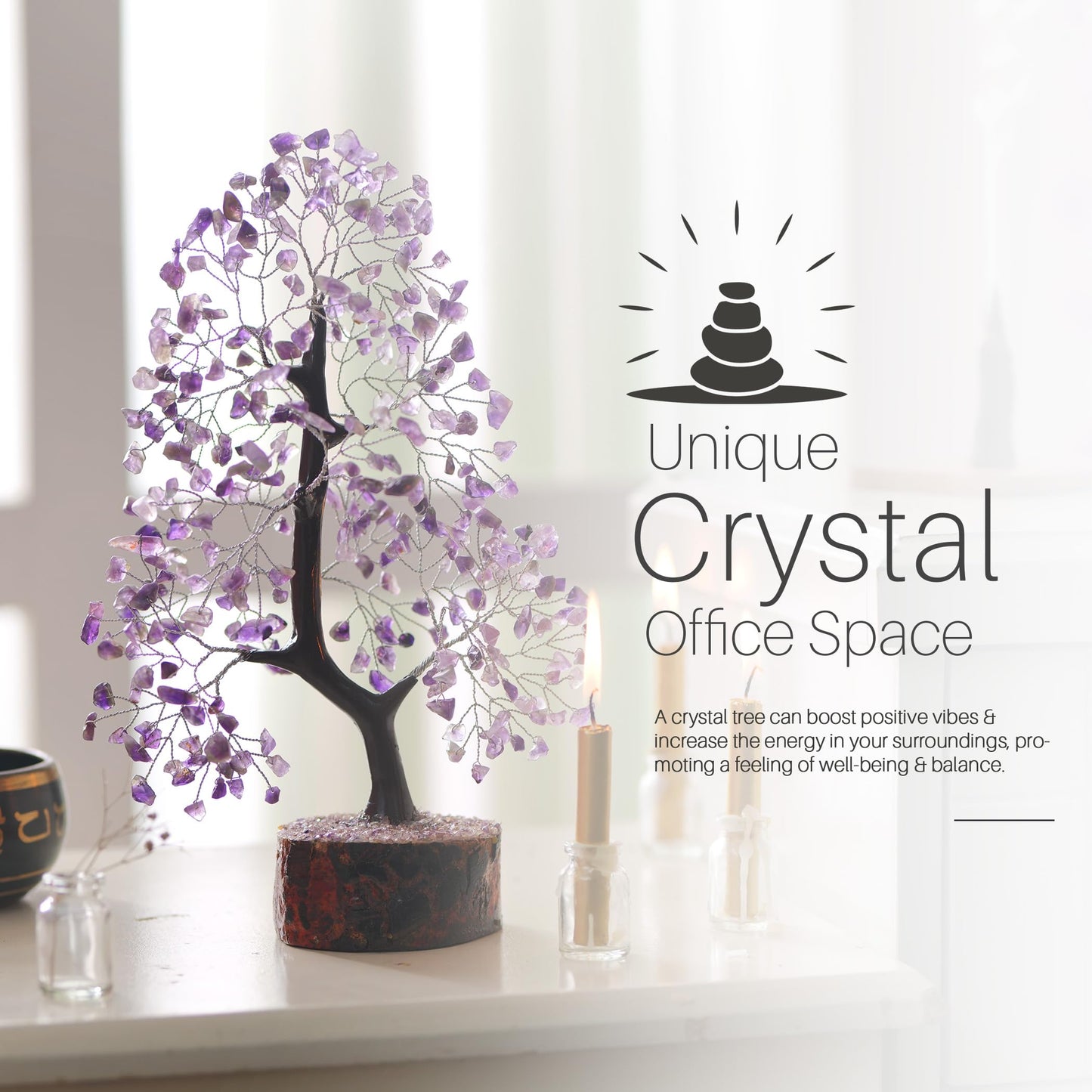 7 Chakra Tree, Crystals and Healing Stones, Chakra Tree of Life Crystal Tree for Positive Energy, Birthday Gifts for Women, Home Office Decor, House Warming Gifts New Home, Spiritual Gifts