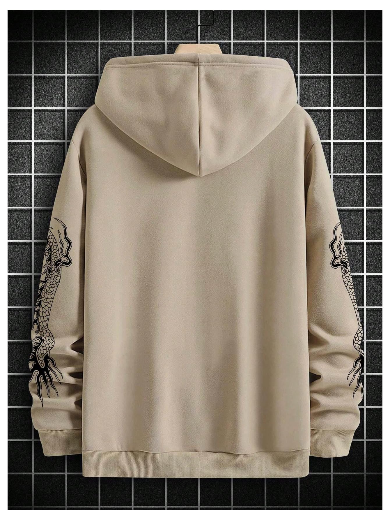 Floerns Men's Graphic Print Long Sleeve Drawstring Hoodie Pullover Sweatshirt