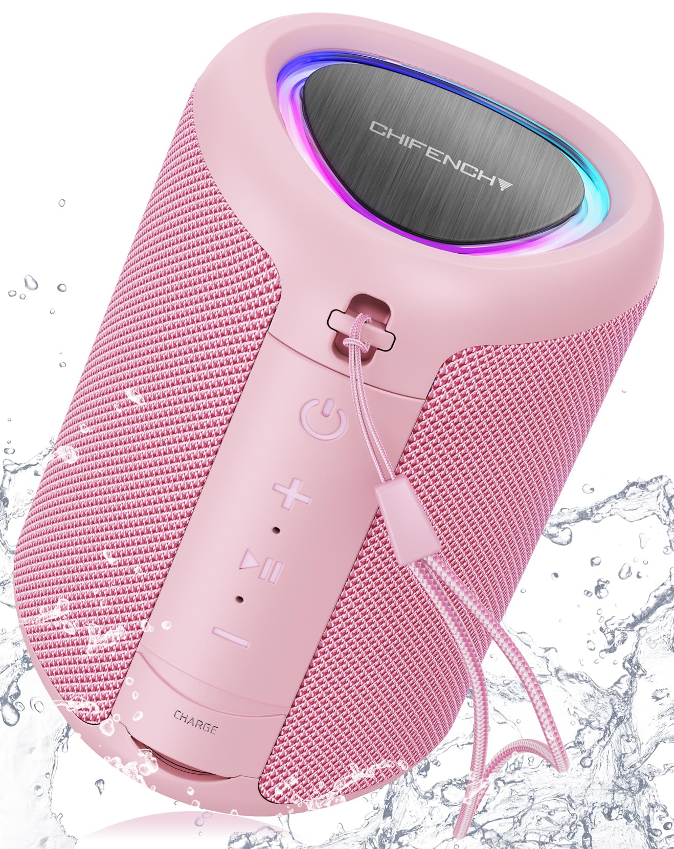 Portable Bluetooth Speaker with Lights, Powerful Crystal Clear Sound, IPX5 Waterproof, All Day Playtime, AUX&TF-Card Input, Bluetooth 5.3, TWS Paring, Small Wireless Speaker for Outdoor, Gift Ideas