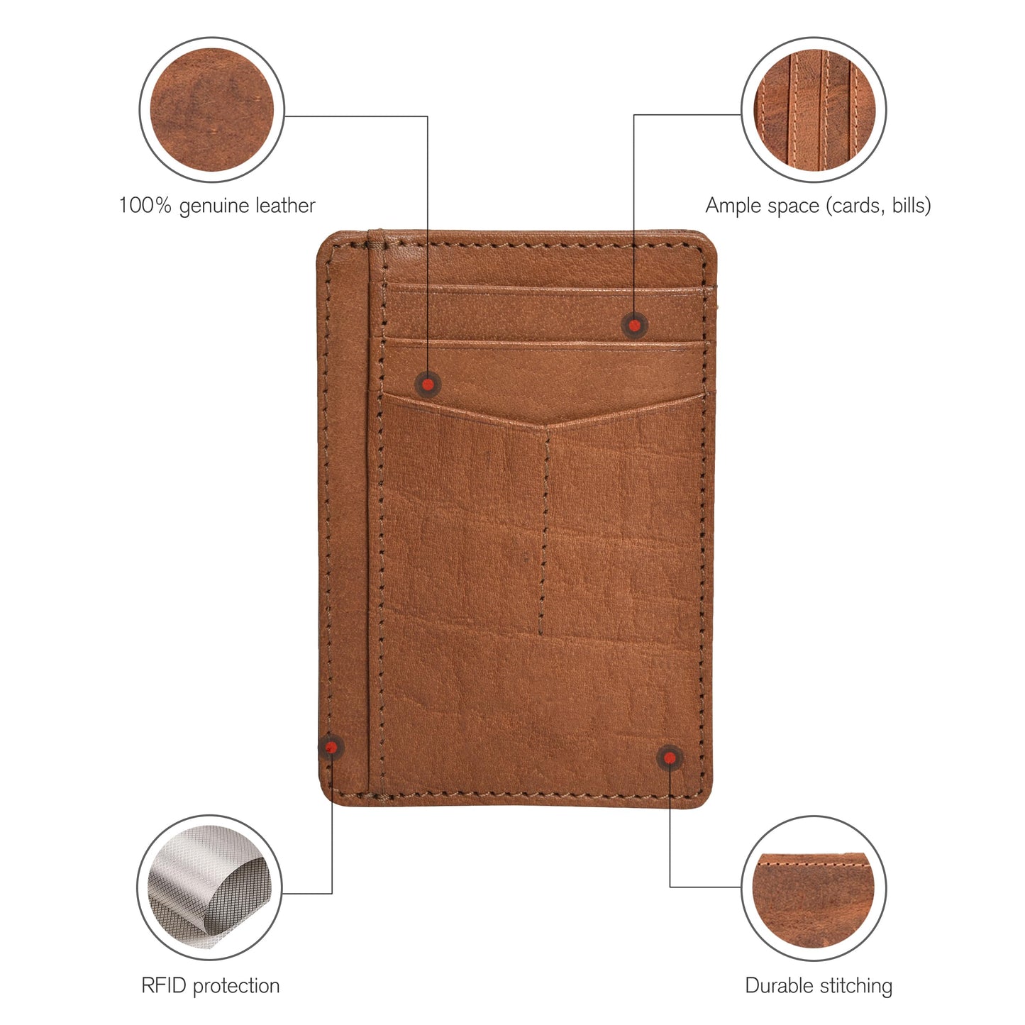 Leather Minimalist Wallet for Men & Women RFID Front Pocket Leather Card Holder Wallets