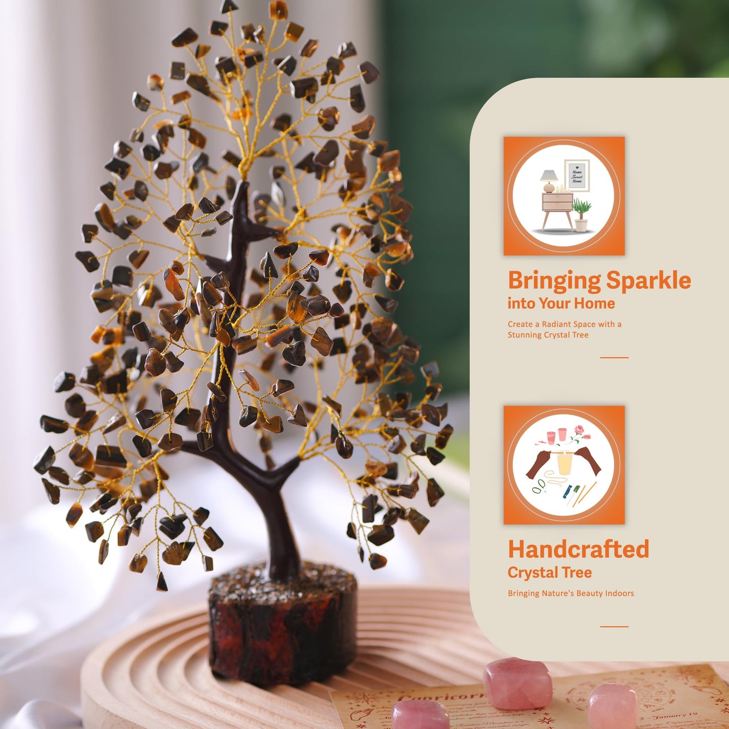 7 Chakra Tree, Crystals and Healing Stones, Chakra Tree of Life Crystal Tree for Positive Energy, Birthday Gifts for Women, Home Office Decor, House Warming Gifts New Home, Spiritual Gifts