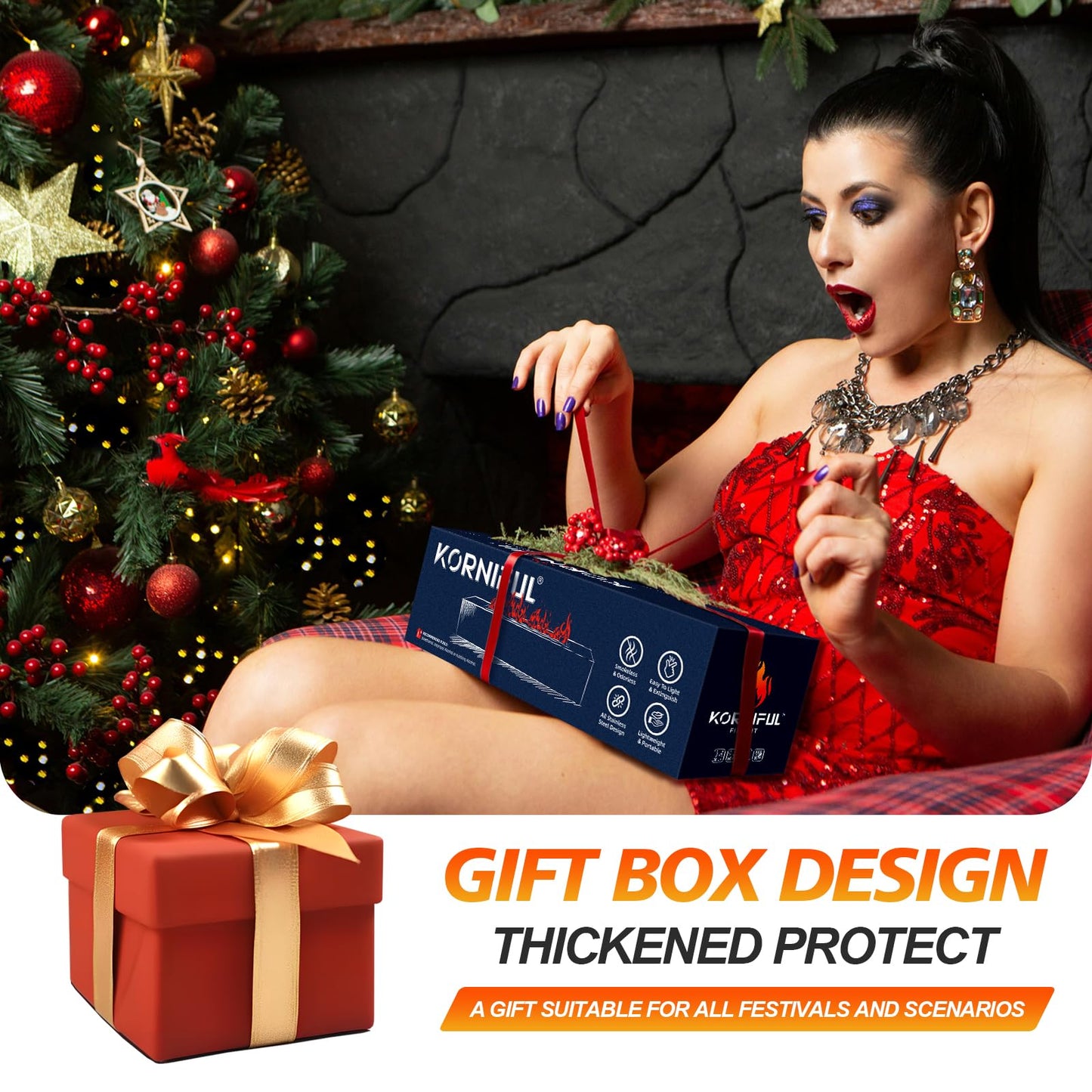 2024 New Tabletop Fire Pit,Woodgrain Portable Table Top Firepit Outdoor Indoor Table top Fireplace Smores Maker for Family Dinner Party Patio Balcony Backyard Housewarming Table Decor