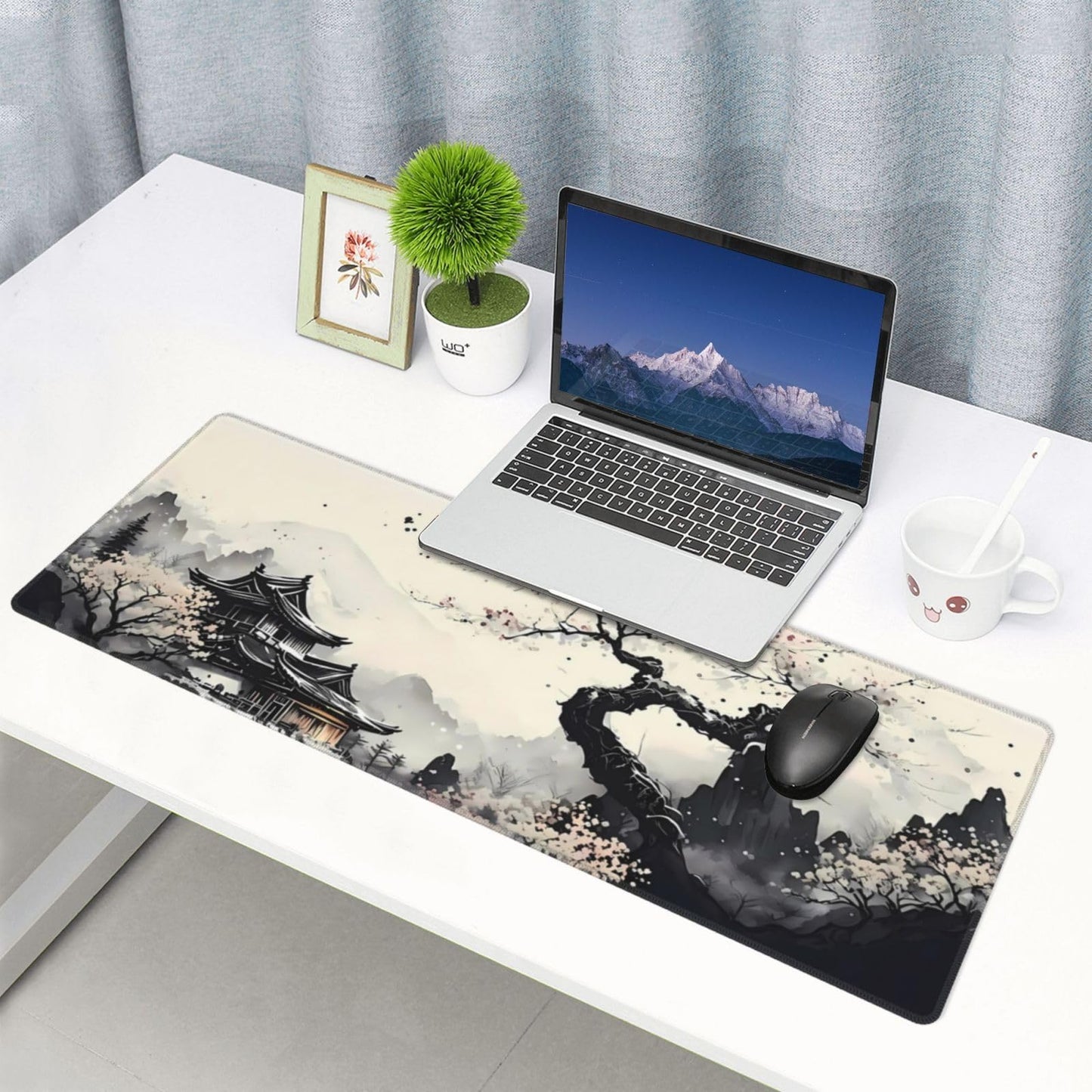 Japanese Mouse Pad, Large Japanese Desk Mat, XL Anime Gaming Keyboard Mat, Non-Slip Rubber Base, Big Extended Desk Protector for Home Office, 31.5”x11.8”