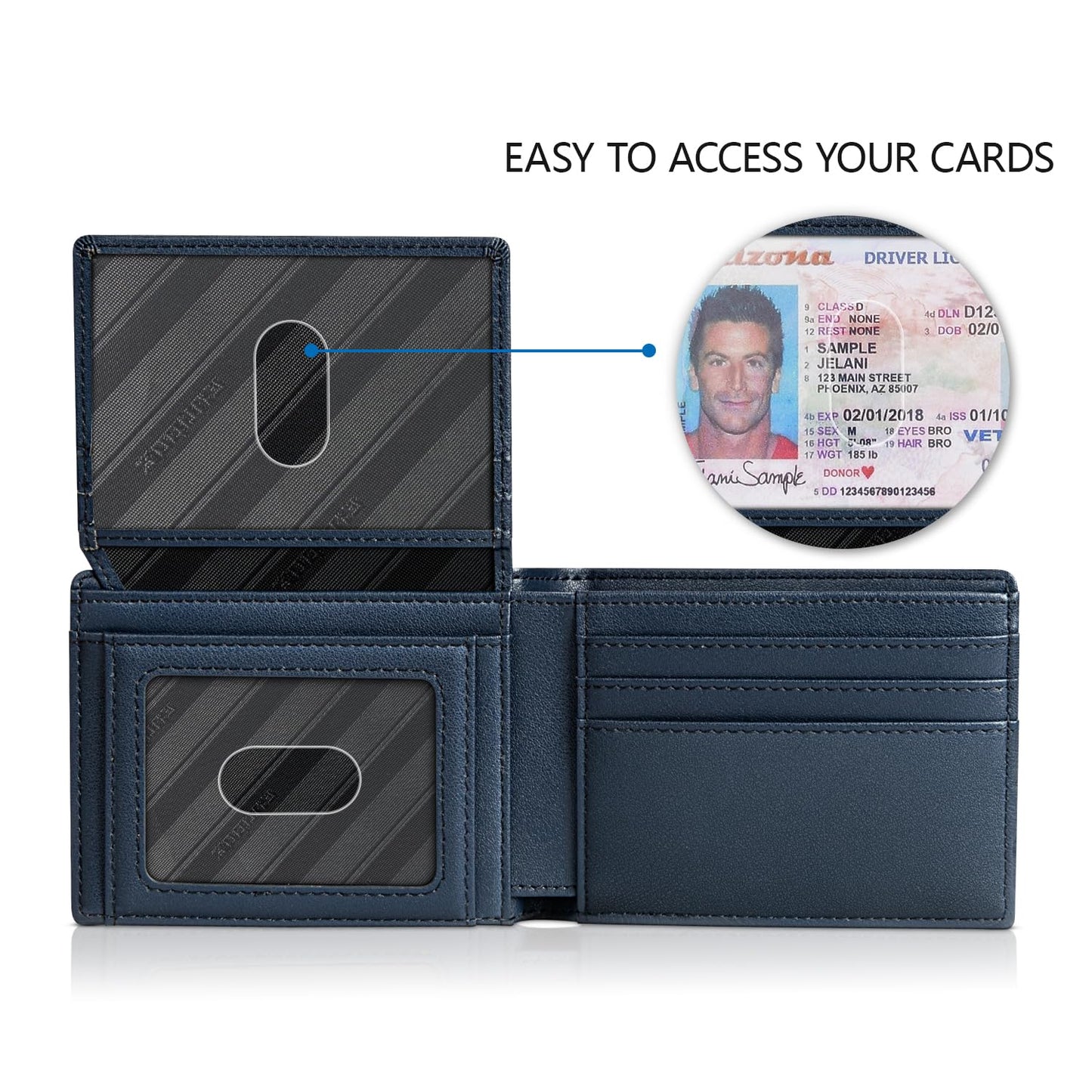 RUNBOX Wallet for Men Slim Rfid Leather 2 ID Window With Gift Box