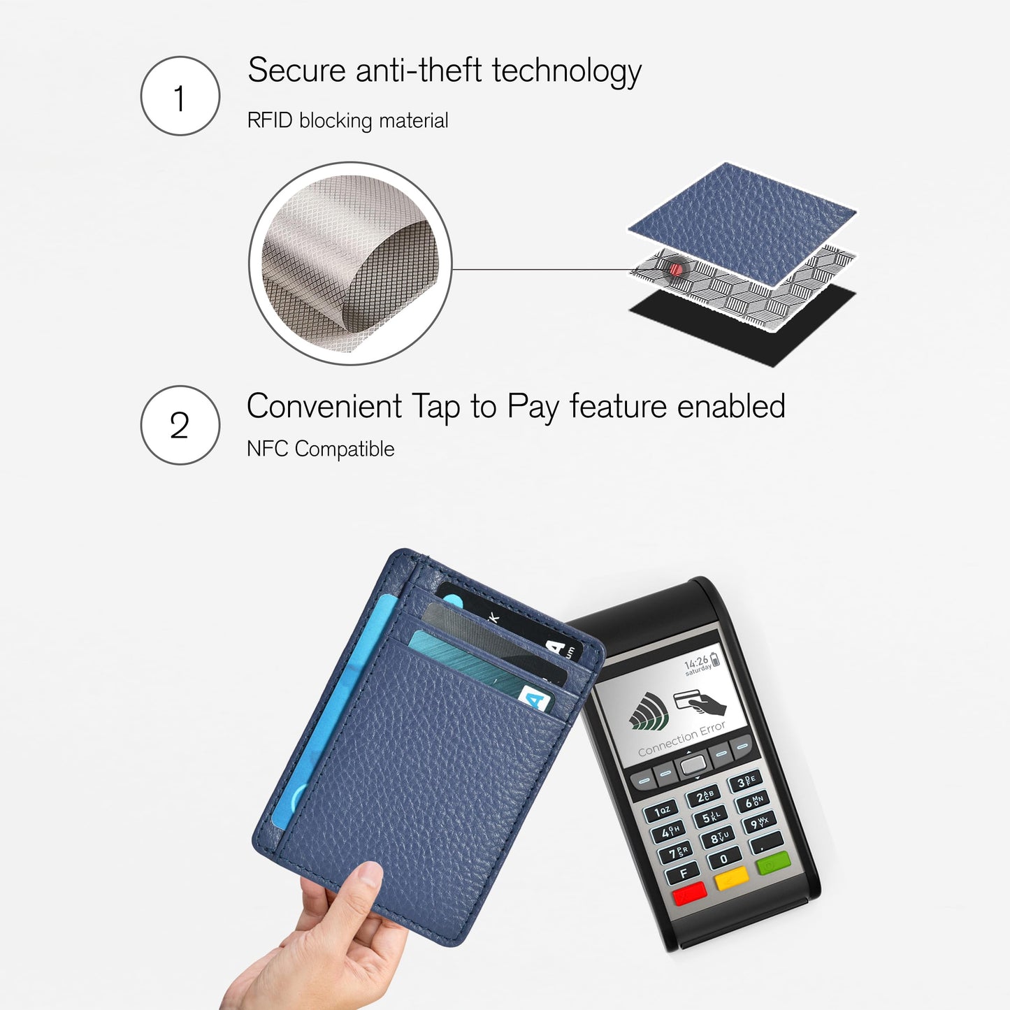 Leather Minimalist Wallet for Men & Women RFID Front Pocket Leather Card Holder Wallets