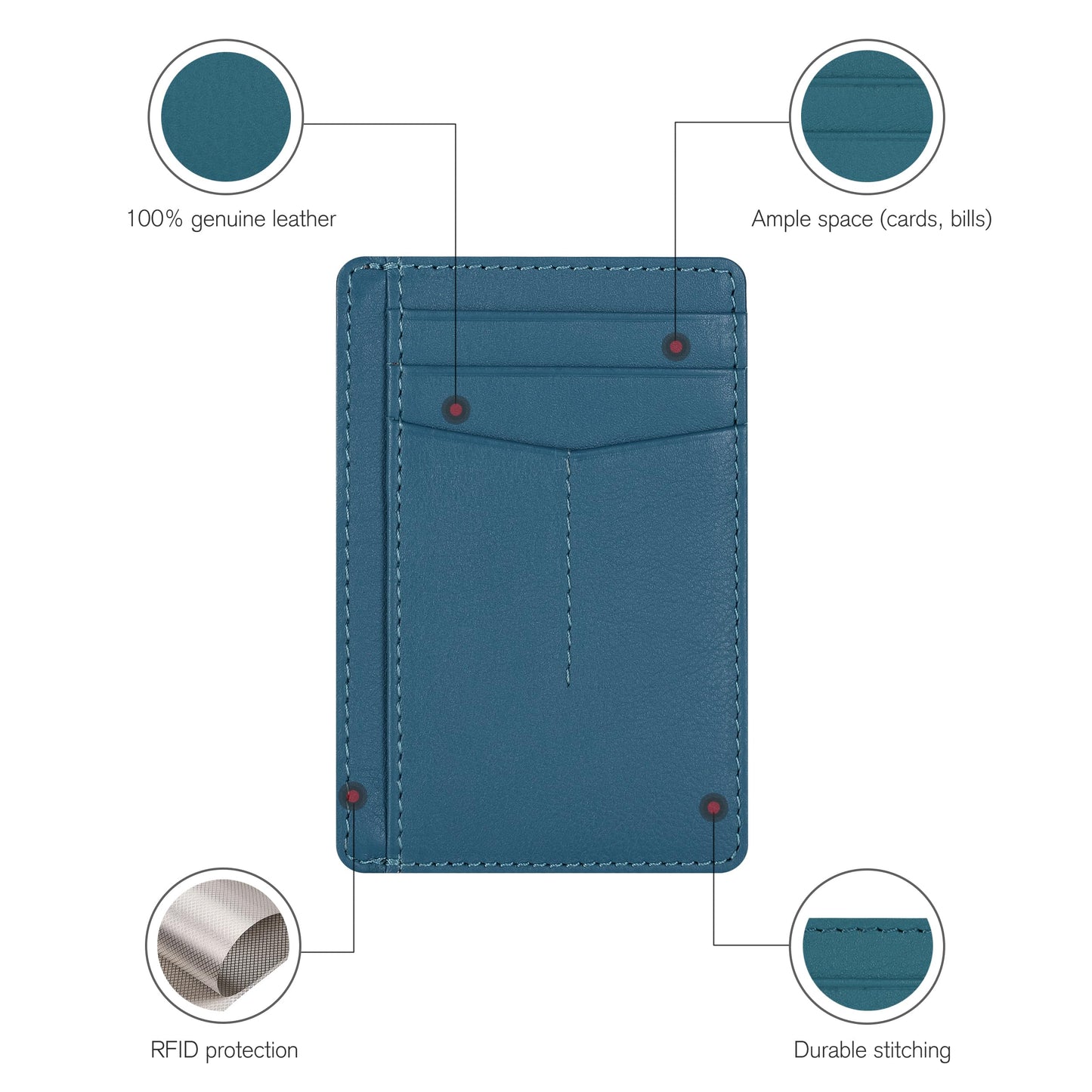 Leather Minimalist Wallet for Men & Women RFID Front Pocket Leather Card Holder Wallets