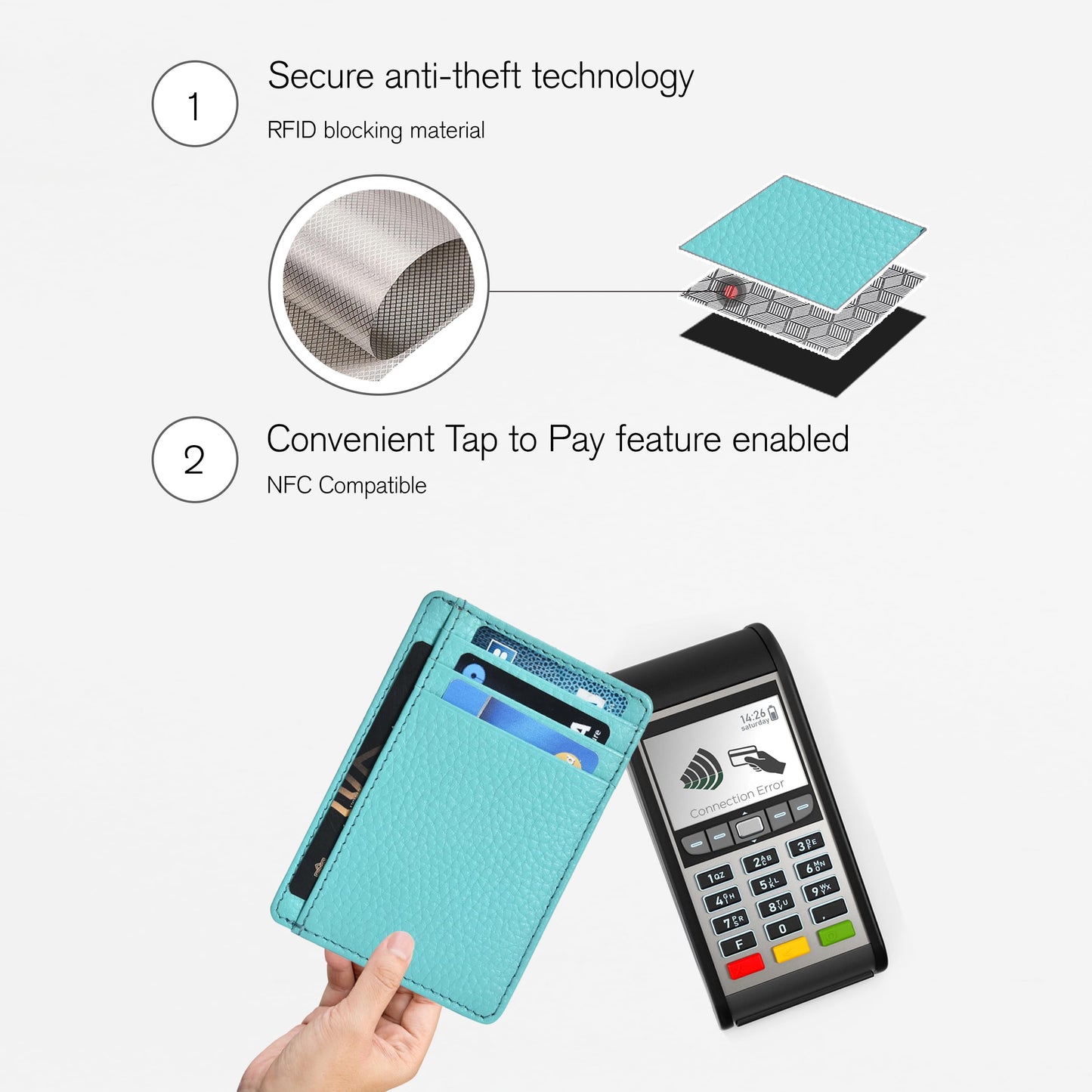 Leather Minimalist Wallet for Men & Women RFID Front Pocket Leather Card Holder Wallets