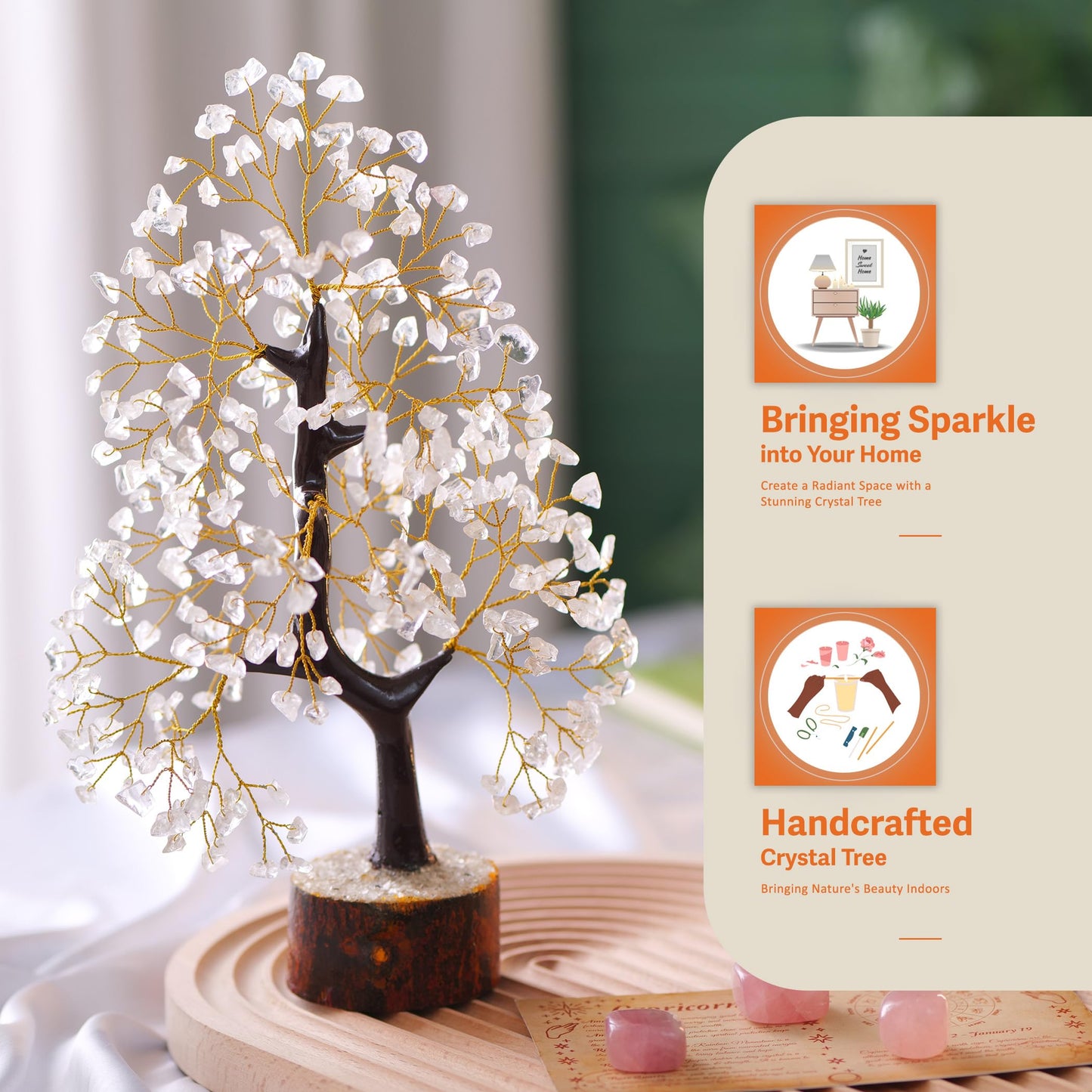 7 Chakra Tree, Crystals and Healing Stones, Chakra Tree of Life Crystal Tree for Positive Energy, Birthday Gifts for Women, Home Office Decor, House Warming Gifts New Home, Spiritual Gifts