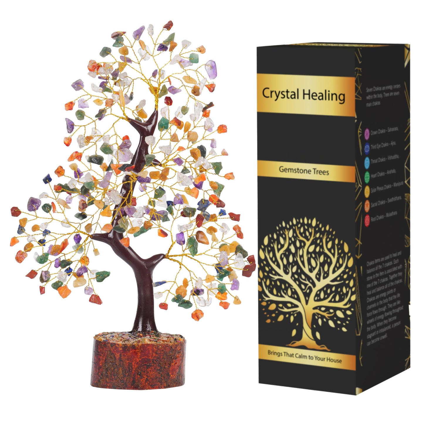 7 Chakra Tree, Crystals and Healing Stones, Chakra Tree of Life Crystal Tree for Positive Energy, Birthday Gifts for Women, Home Office Decor, House Warming Gifts New Home, Spiritual Gifts