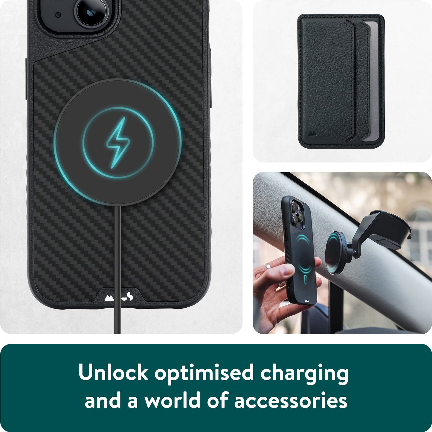 Mous - Case for iPhone 14 - Black Leather - Limitless 5.0 - Protective iPhone 14 Case MagSafe Compatible - Shockproof Phone Cover