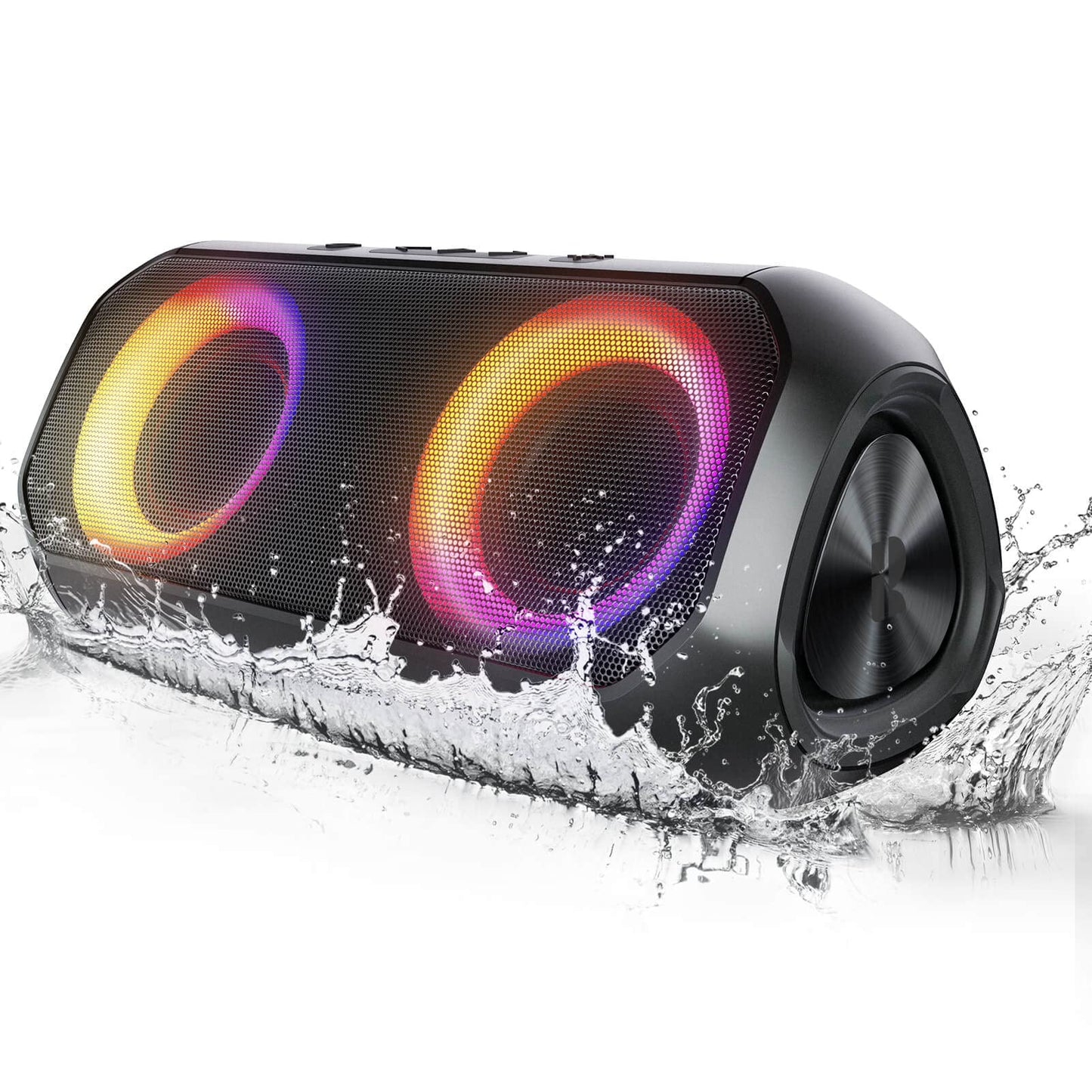 Bluetooth Speakers, [Blod Bass & Dynamic Lights] Portable Wireless Speaker with 20W Powerful Sound, 24Hrs Playtime, Build-in MIC, IP66 Waterproof/Dustproof Blue Tooth Speaker