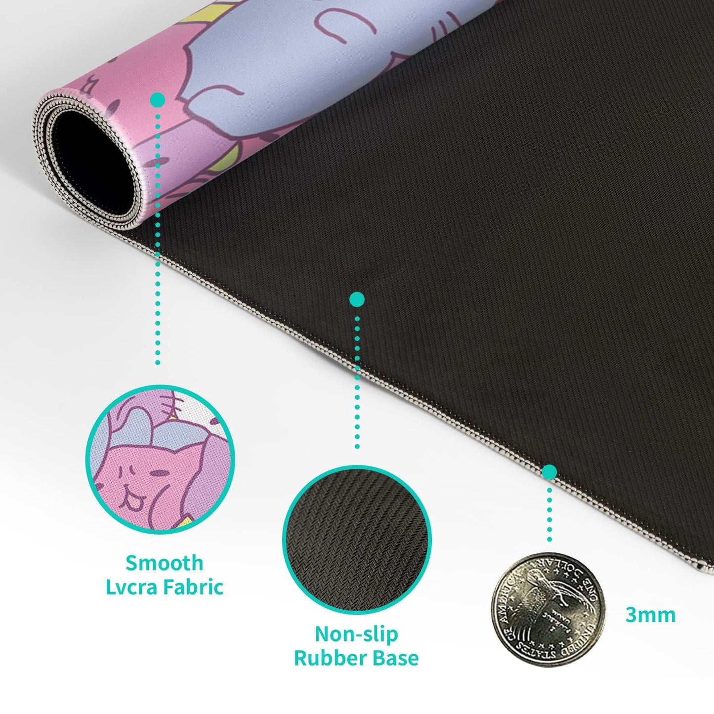 Japanese Sea Wave Large Mouse Pad, Anime Black Gaming, Extended Kanagawa Mat Desk Pad, 3mm Thick Long Non-Slip Rubber Base Mice Pad, 31.5 X 11.8 Inch