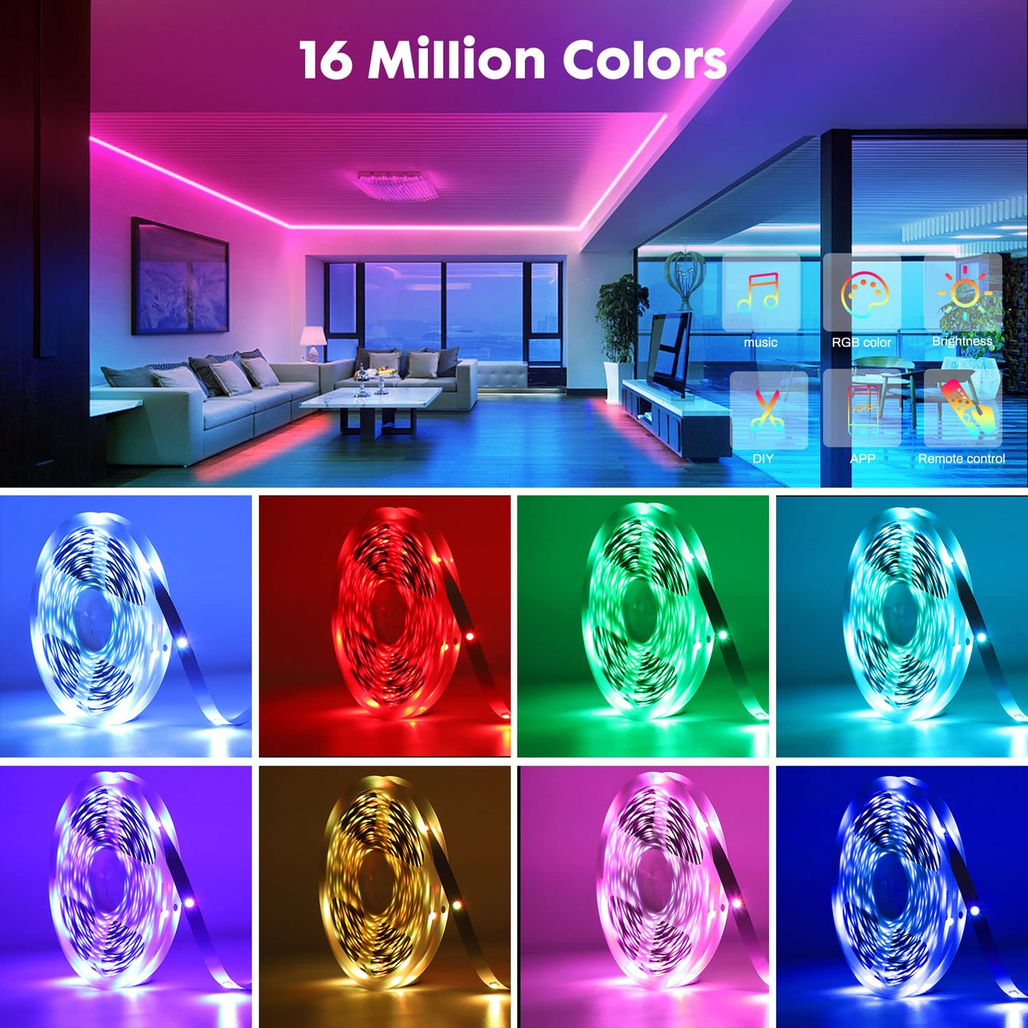 KEELIXIN 65.6ft LED Lights for Bedroom, Music Sync RGB LED Strip Lights with APP & Remote Control, Luces LED para Cuarto, Bluetooth LED Lights for Room, Home Decoration