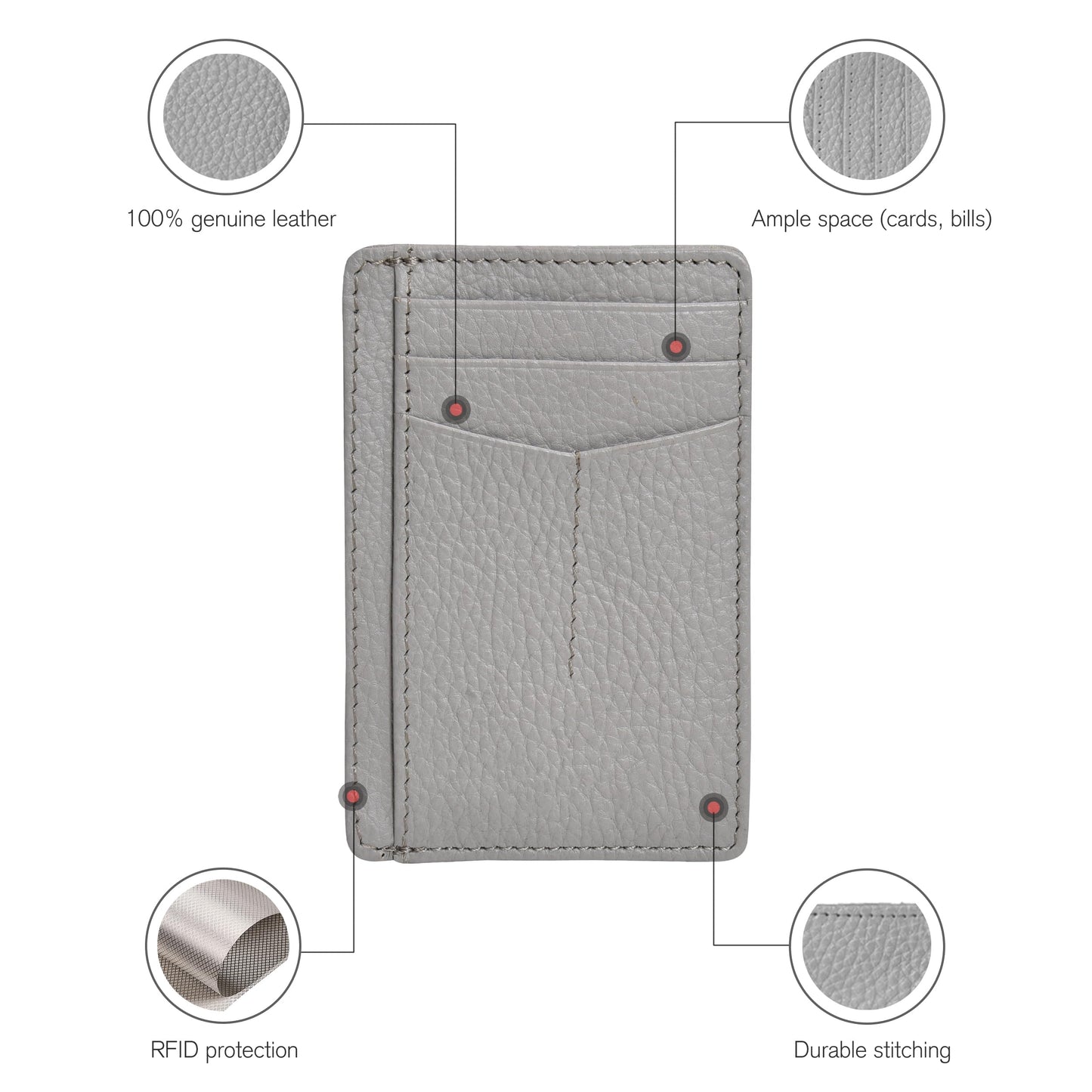 Leather Minimalist Wallet for Men & Women RFID Front Pocket Leather Card Holder Wallets