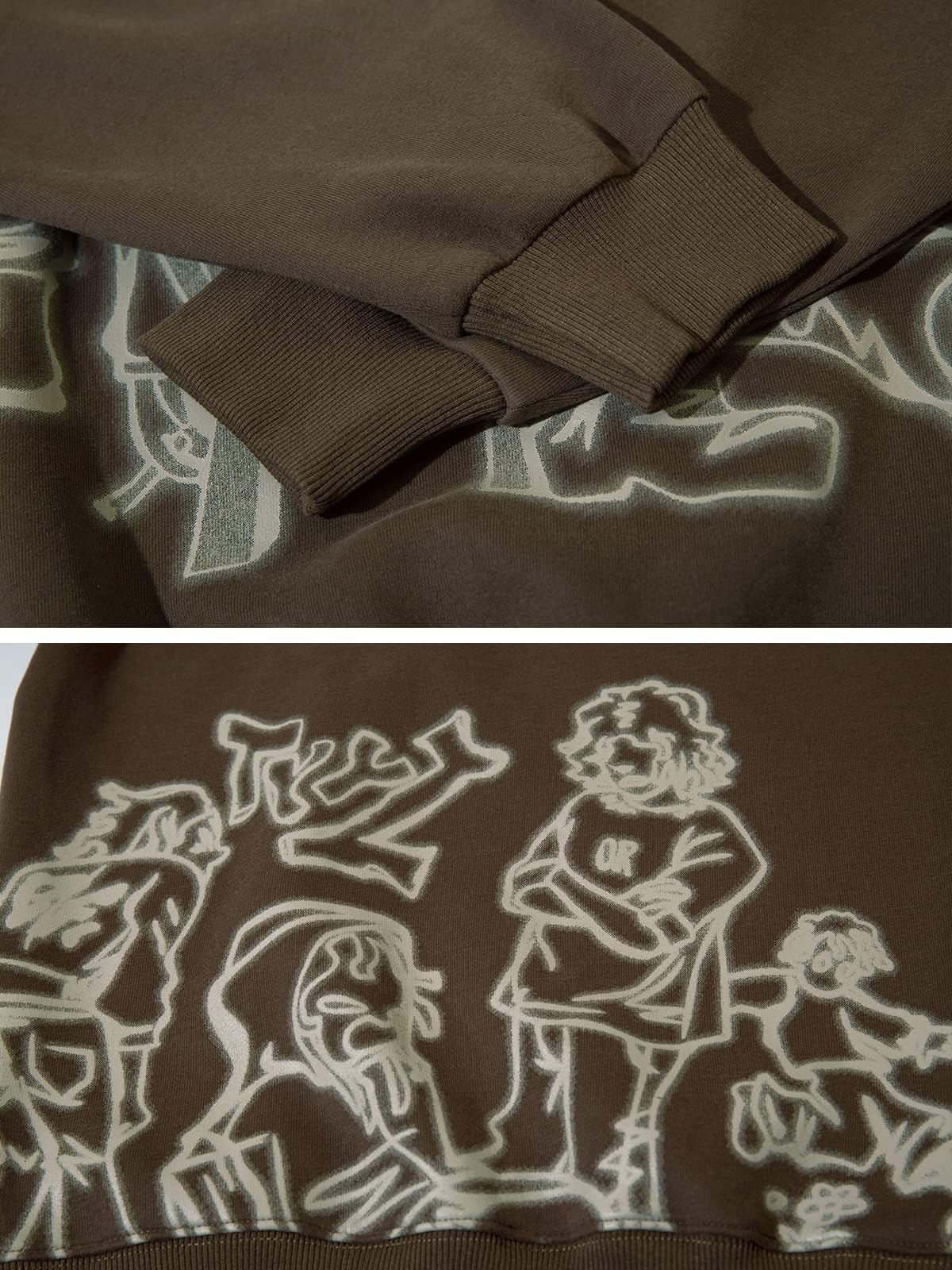 Aelfric Eden Mens Graphic Oversized Hoodie Cartoon Character Print Streetwear Casual hoodies y2k Hooded Sweatshirt