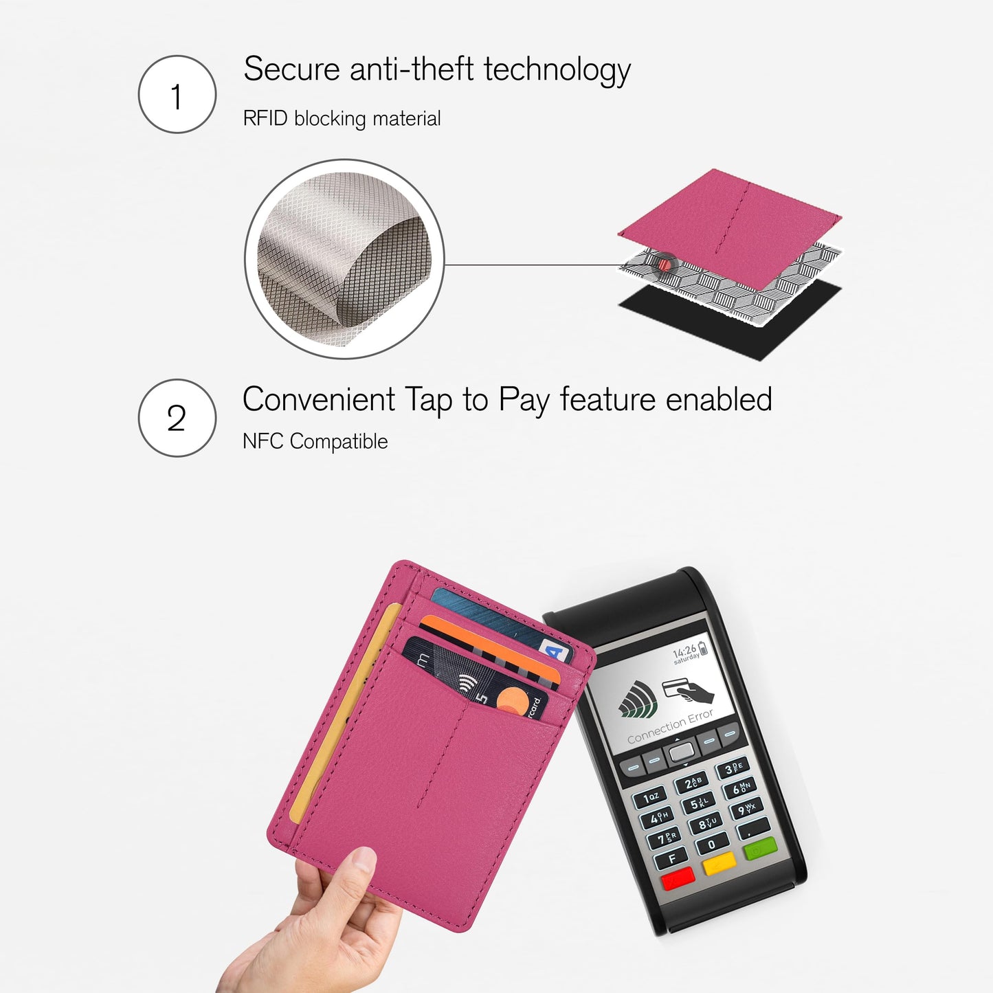 Leather Minimalist Wallet for Men & Women RFID Front Pocket Leather Card Holder Wallets