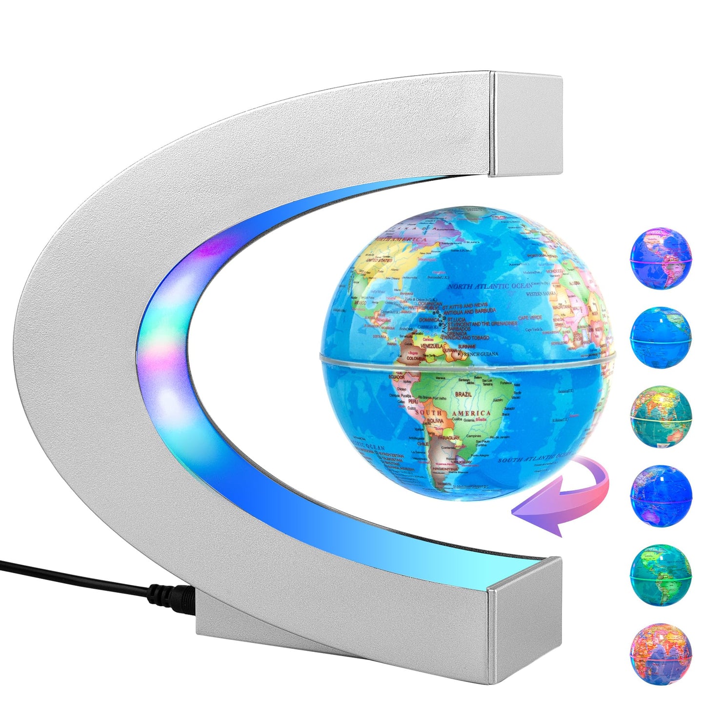 MOKOQI Magnetic Levitating Globe with LED Light, Cool Tech Gift for Men Father Boys and Girls , Birthday Gifts for Kids, Floating Globes World Desk Gadget Decor in Office Home/Display Frame Stand