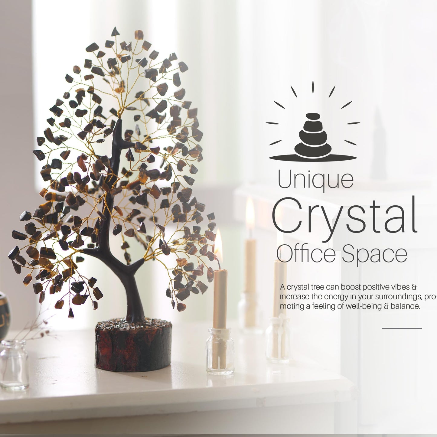 7 Chakra Tree, Crystals and Healing Stones, Chakra Tree of Life Crystal Tree for Positive Energy, Birthday Gifts for Women, Home Office Decor, House Warming Gifts New Home, Spiritual Gifts