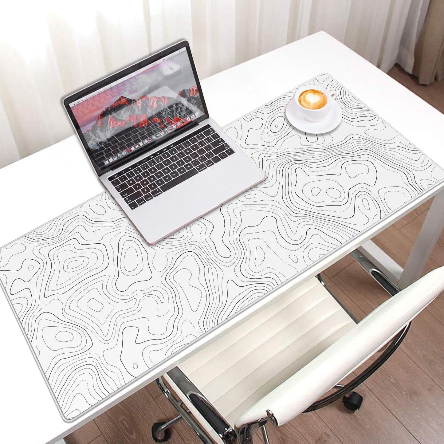 JIALONG Mouse Pad Large Gaming Desk Mat Extended Mousepad with Personalized Design Keyboard Pad for Laptop, Computer and PC - 35.4 x 15.7 inches Black World Map