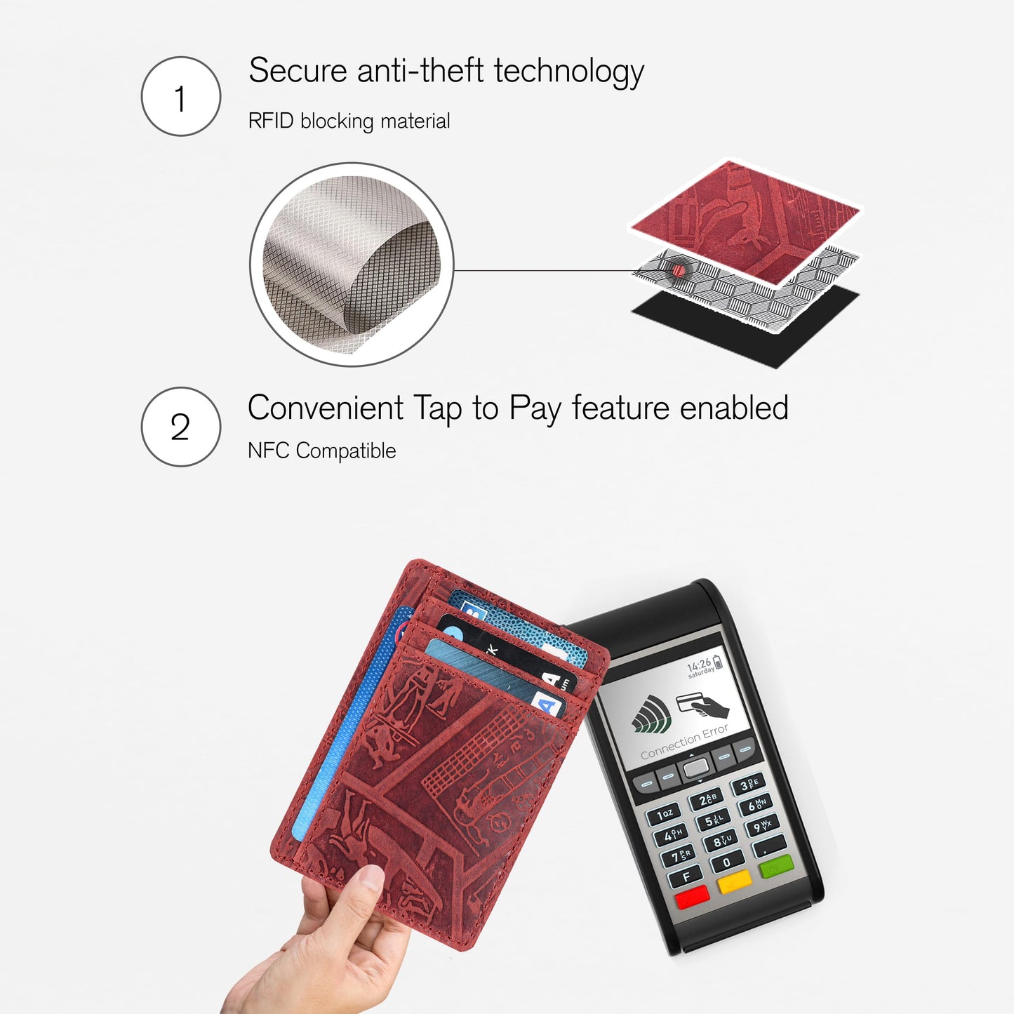 Leather Minimalist Wallet for Men & Women RFID Front Pocket Leather Card Holder Wallets