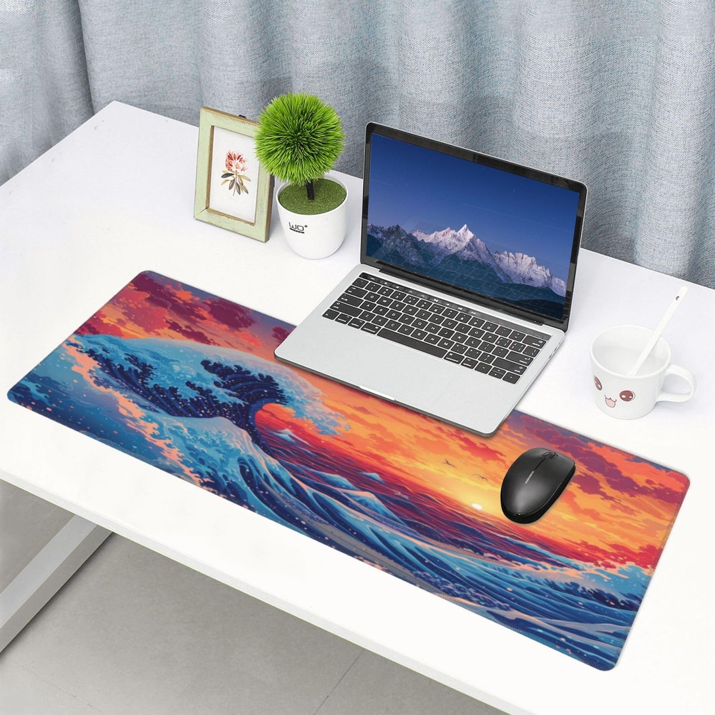 Japanese Mouse Pad, Large Japanese Desk Mat, XL Anime Gaming Keyboard Mat, Non-Slip Rubber Base, Big Extended Desk Protector for Home Office, 31.5”x11.8”