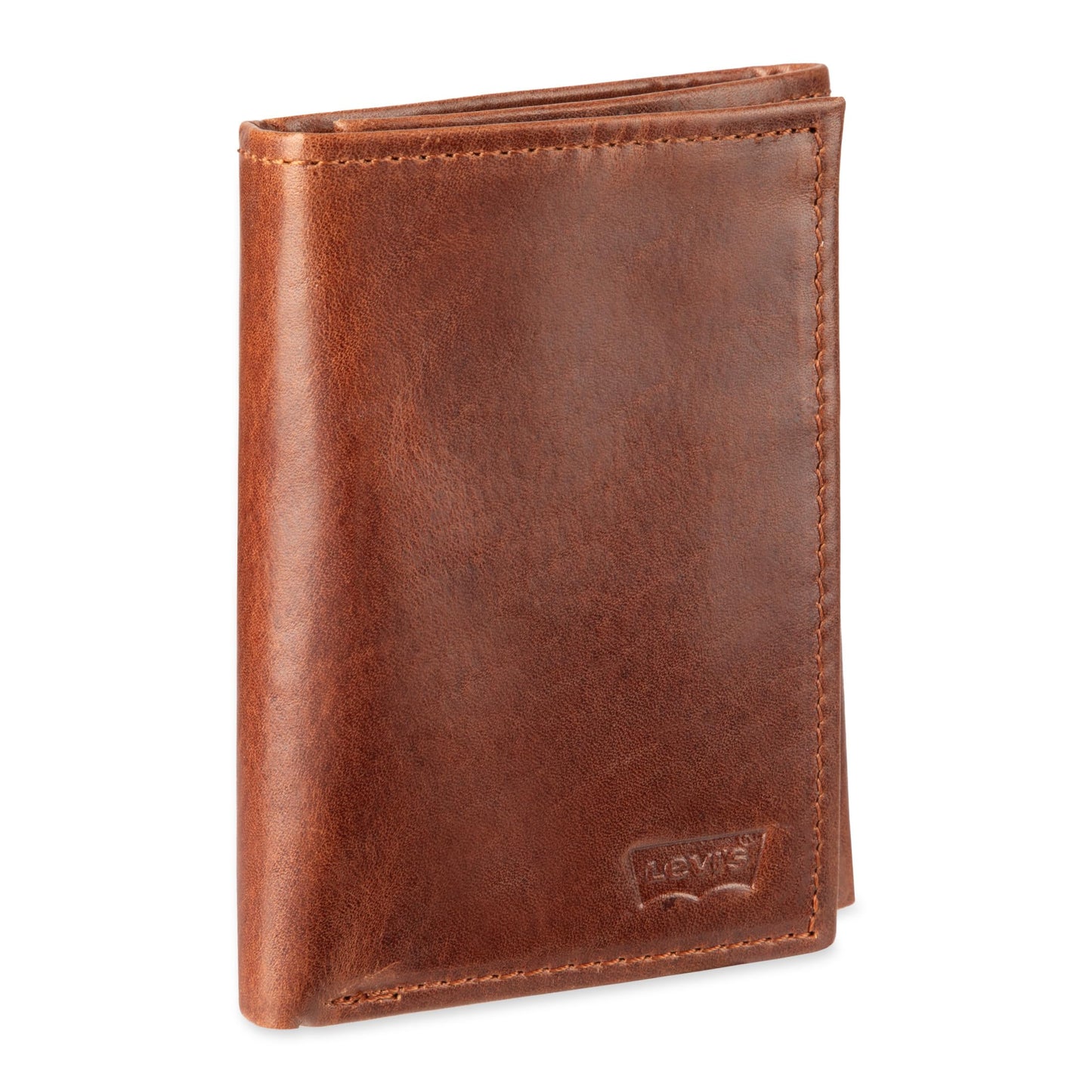 Levi's Men's Trifold Wallet-Sleek and Slim Includes Id Window and Credit Card Holder, Brown Stitch, One Size
